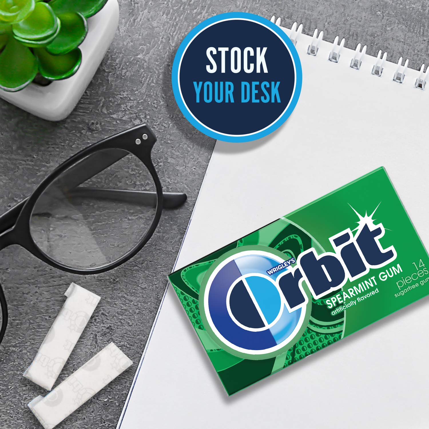 Wrigley's Orbit Sugar-Free Spearmint Gum, 12 packs in bulk with 14 pieces each, total 168 pieces