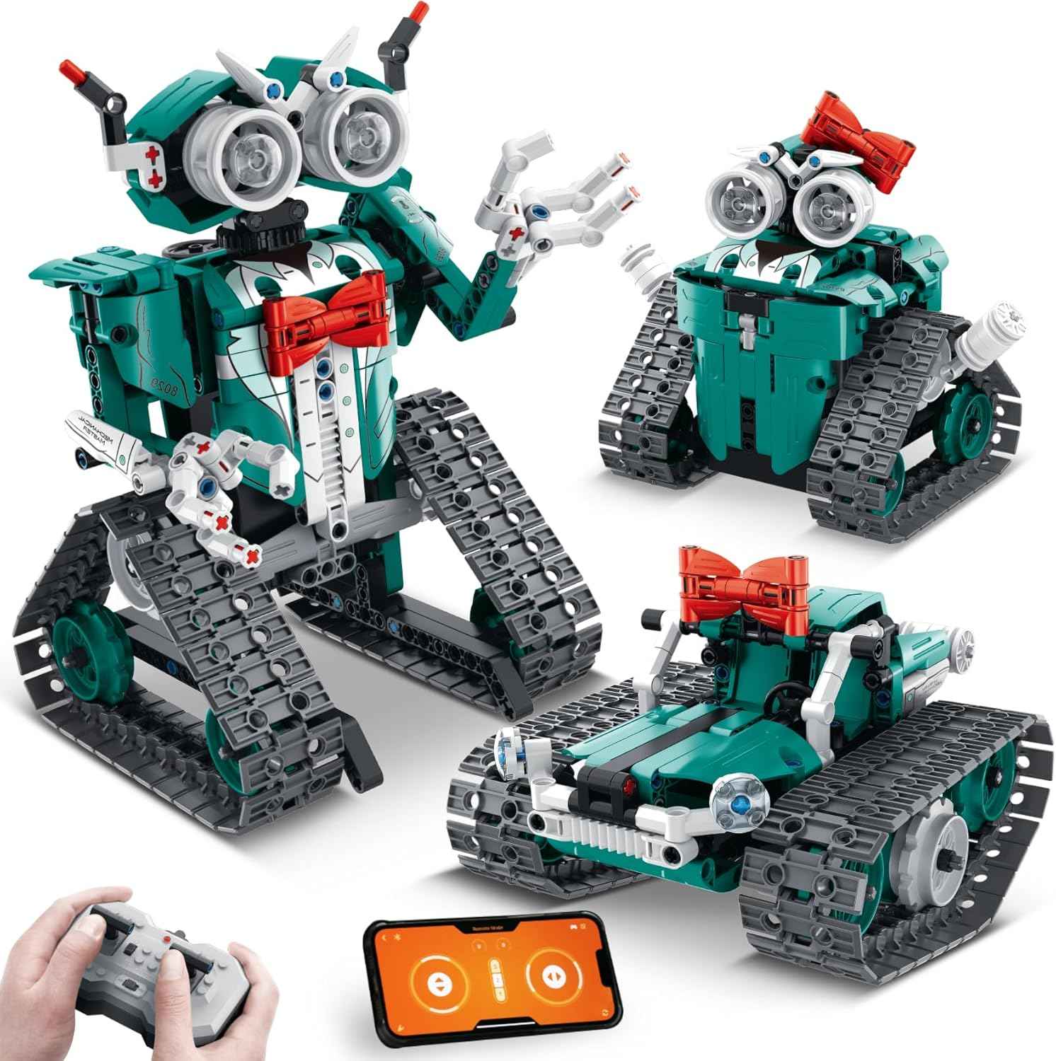 IQKidz STEM Building Blocks Kit for Kids - 2 in 1 Remote Control Race Car and Robot Toy, Great Gift for Boys, Teens Age 6 7 8-12+ Year Old Who Love Engineering and RC Sports Car Toys