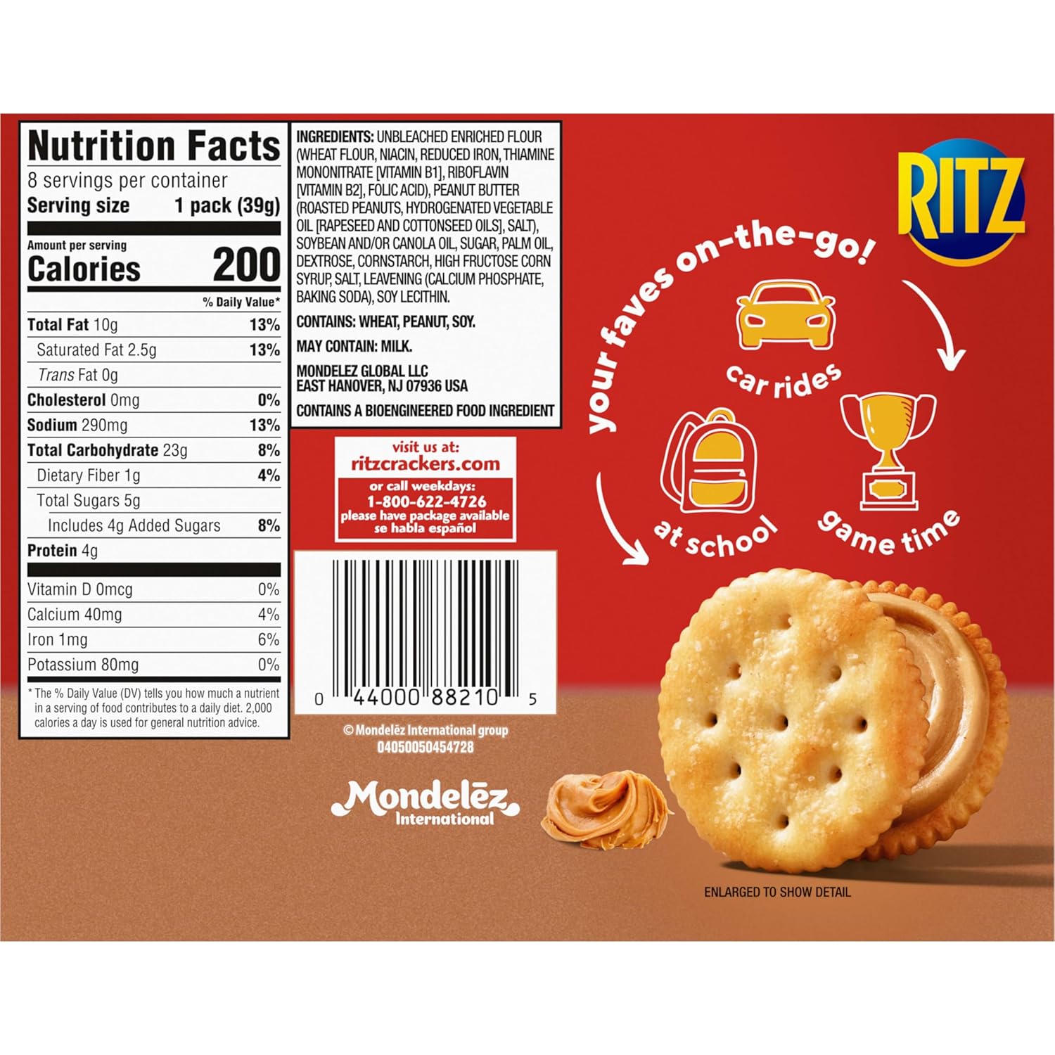 ritz peanut butter sandwich crackers lunch snacks 48 pack bulk