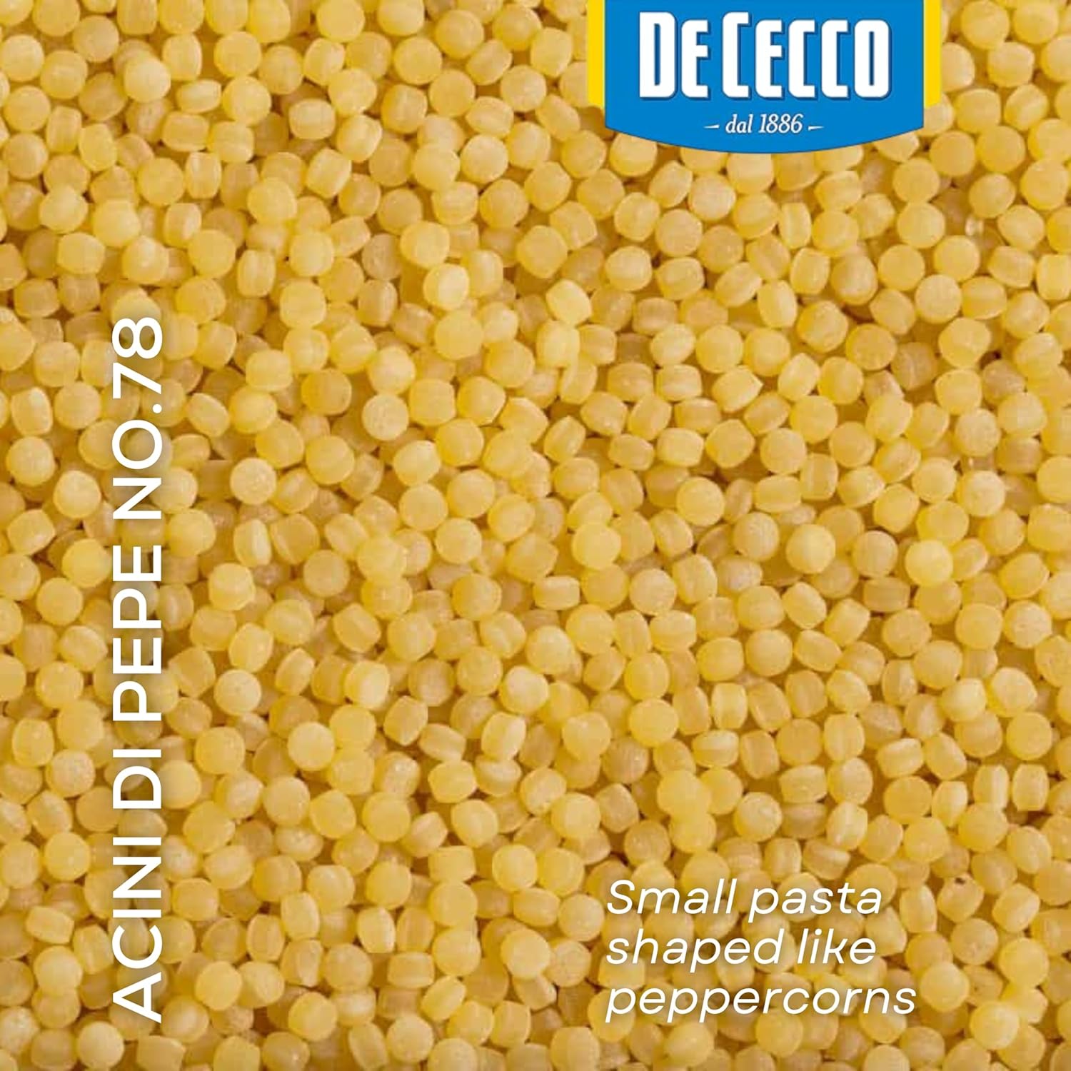 De Cecco Acini Di Pepe No. 78, 16 Oz, authentic Italian pasta, slow dried, semolina and durum wheat, made in Italy