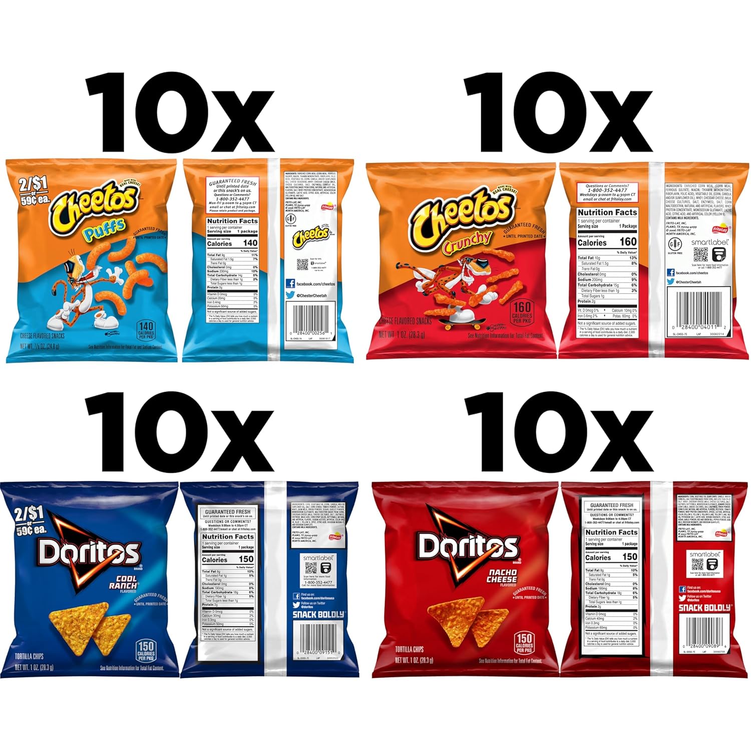 Doritos & Cheetos Mix Variety Pack, 40-count, 2.42 Pounds, Pack of 1