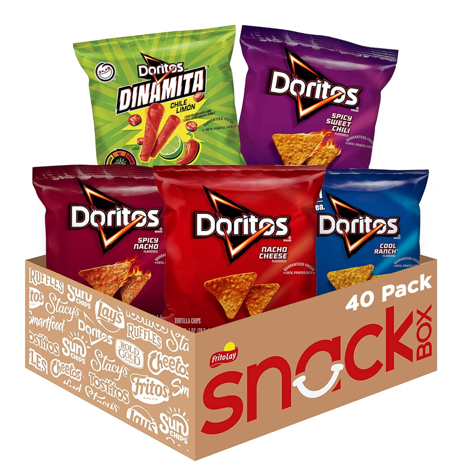 Doritos Flavored Tortilla Chips Variety Pack, 40 bags, assorted flavors, party snack