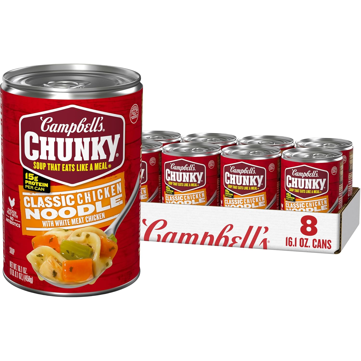 Campbell's Chunky Classic Chicken Noodle Soup, 16.1 Oz Can, Case of 8