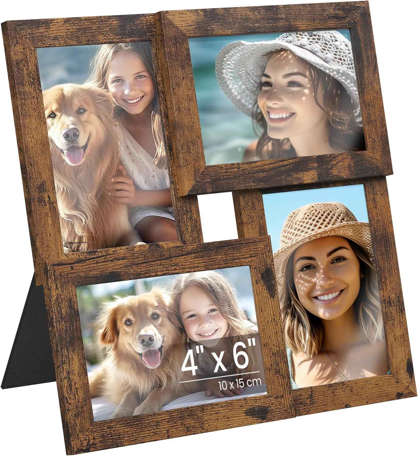 SONGMICS 4x6 Collage Picture Frames, Family Photo Collage Frame Set of 4 for Wall Decor, Glass Front, Wall Hanging or Tabletop, Christmas Gift, Ink Black URPF25BK