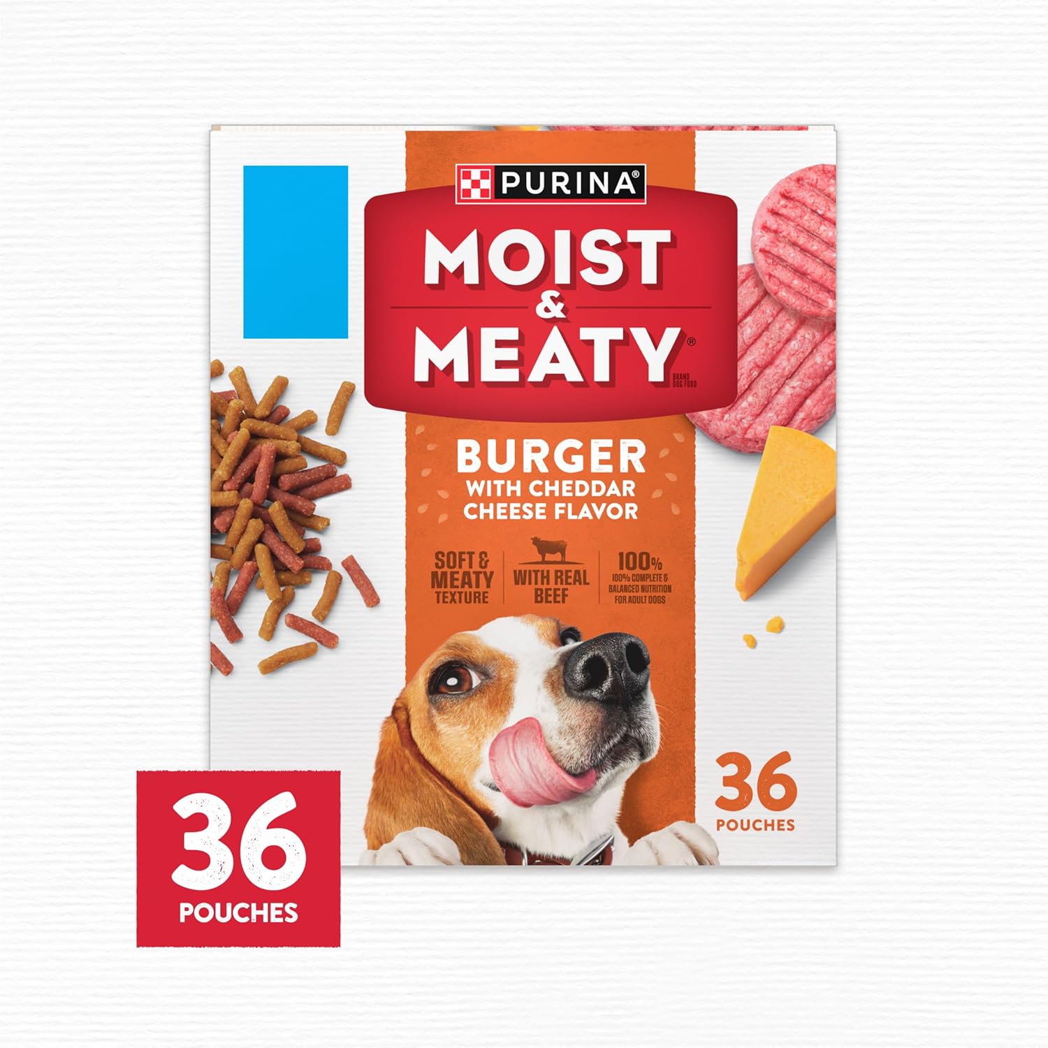 purina 36ct moist and meaty dog food dry soft pouches with cheddar cheese flavor