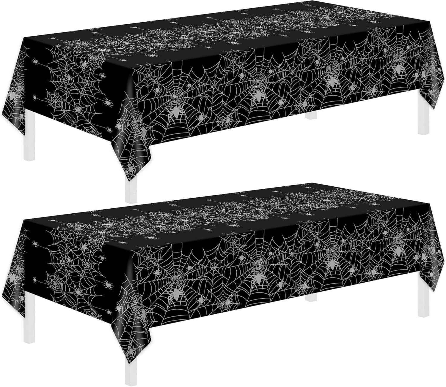 Childom 2 Pack Christmas Tablecloths,Christmas Party Decoration,54 x 108 Inch,Disposable Plastic Table Cloths Rectangular for Party Supplies,Xmas Tree Table Cover for Home,Dinner,Indoor,Outdoor,Picnic