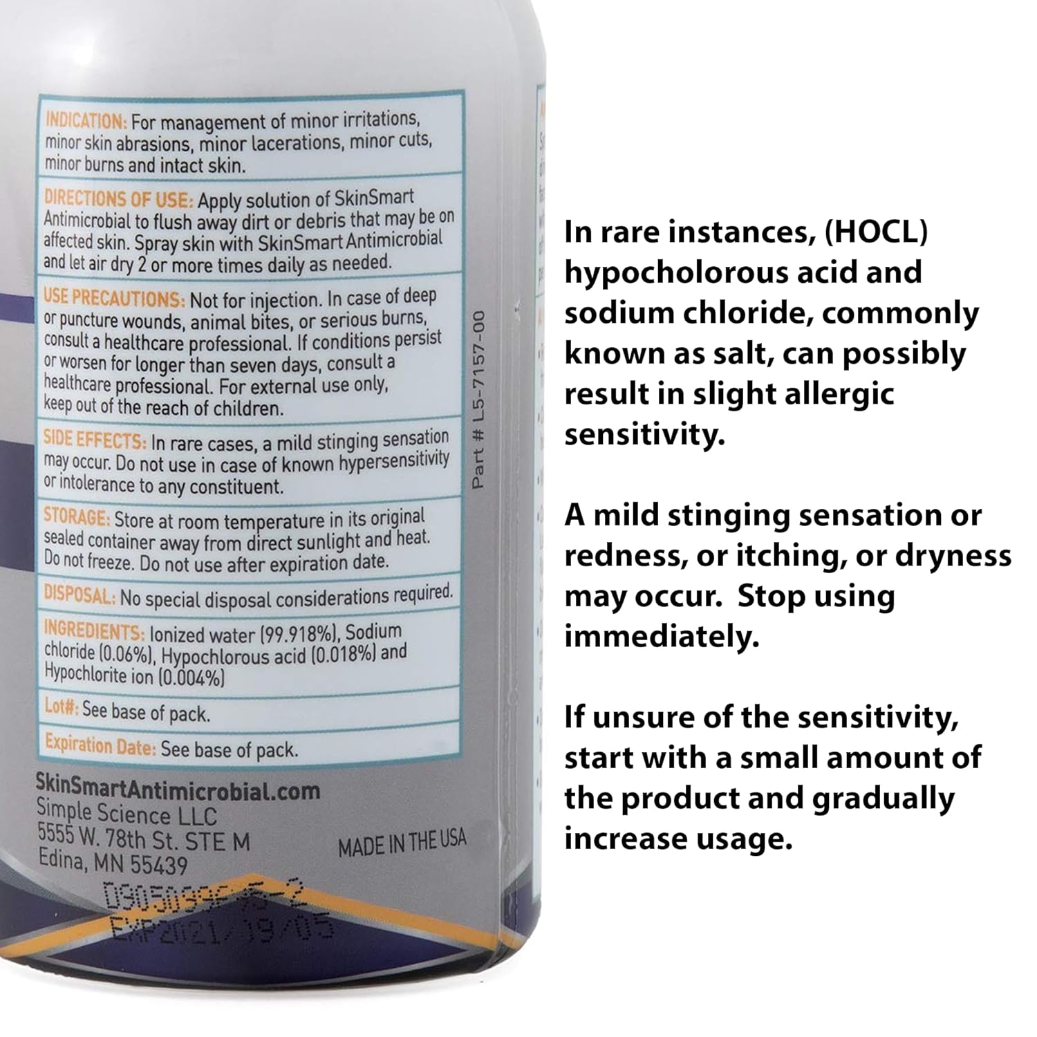 SkinSmart antimicrobial facial cleanser for breakouts and blemishes, with hypochlorous acid formula, 8 oz spray, gentle for all ages and skin types