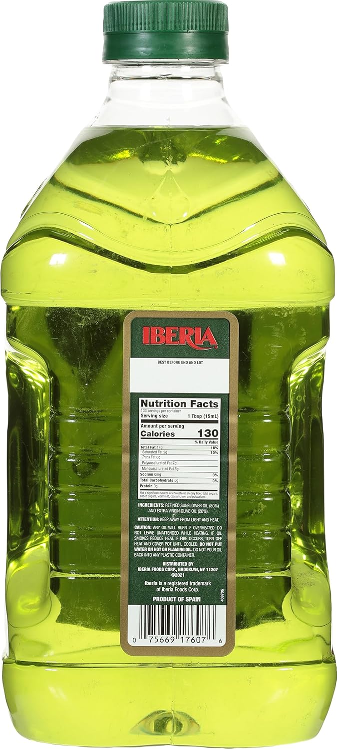 iberia premium blend sunflower oil extra virgin olive oil high heat frying 68 fl oz