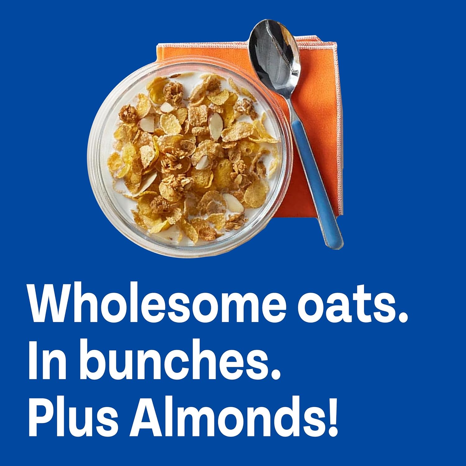 Post honey bunches of oats with almonds breakfast cereal, 18 oz family size box, whole grains, vitamins and minerals