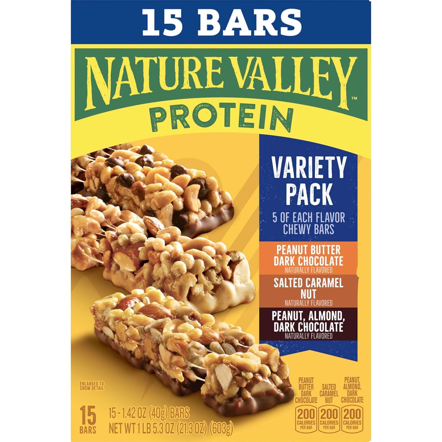 Nature Valley gluten-free protein bars, 10g protein, 15-count variety pack, 21.3 oz box