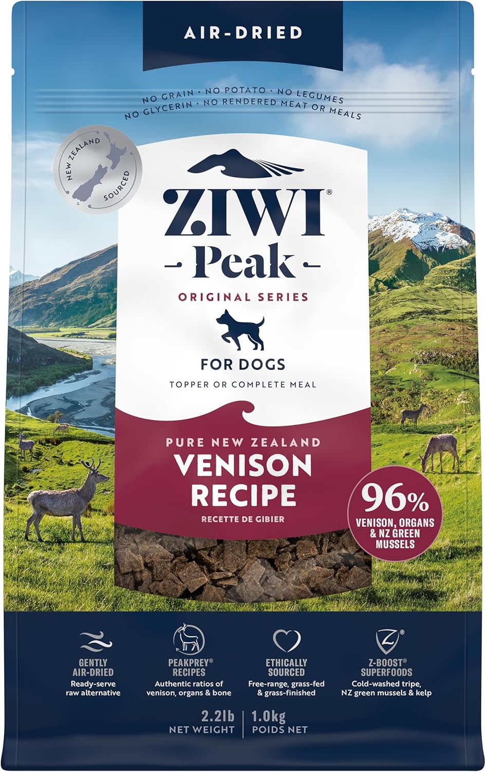 ZIWI Peak Venison Air-Dried Dog Food, High Protein, Grain Free, Limited Ingredient, 35.2oz