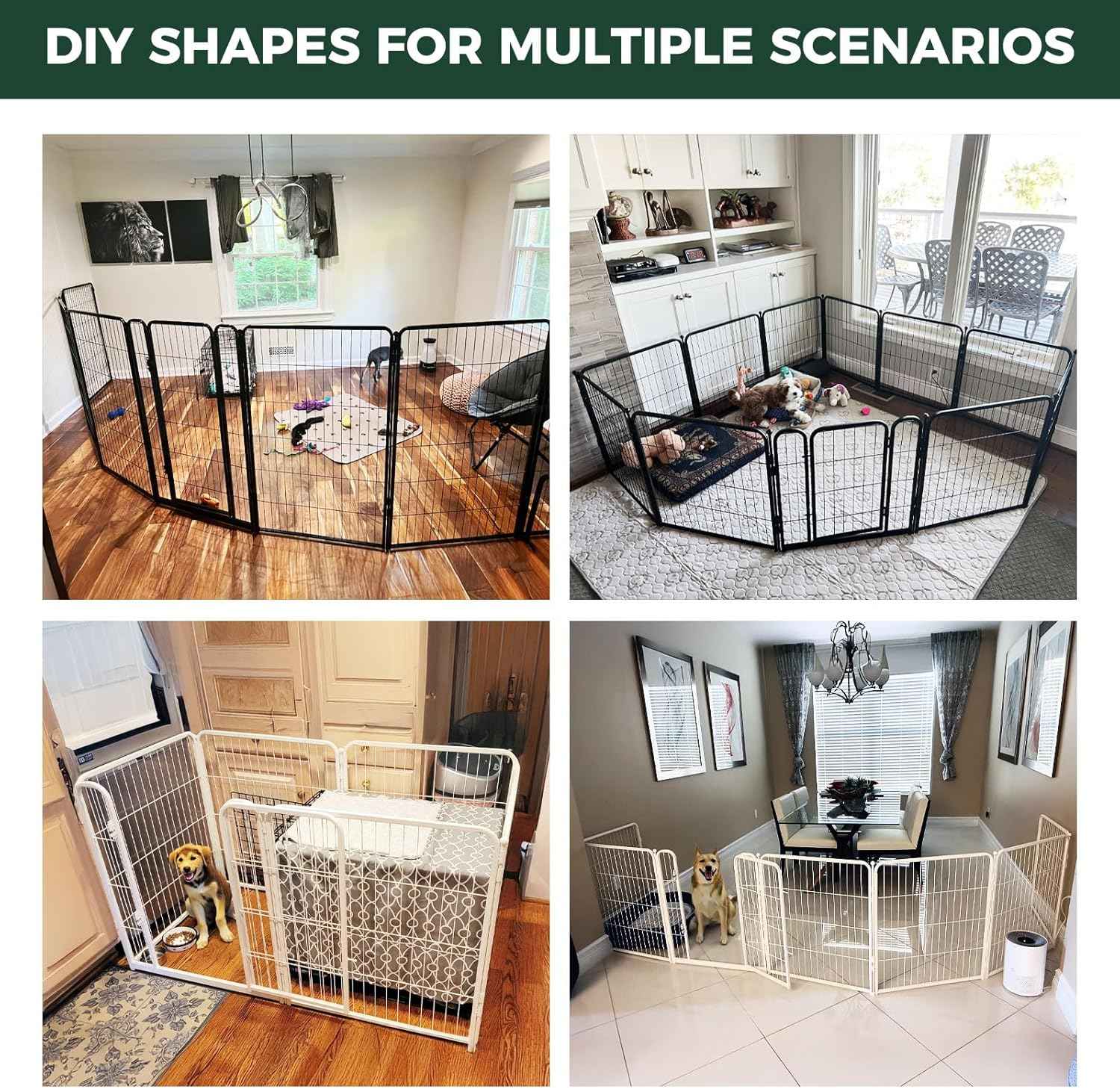 FXW Homeplus Unleashed Indoor Dog Playpen - Stress-Free and Safe Play, Heavy Duty 24 Inch 6 Panels Dog Pen for Puppy and Small Dogs, Black│Patented