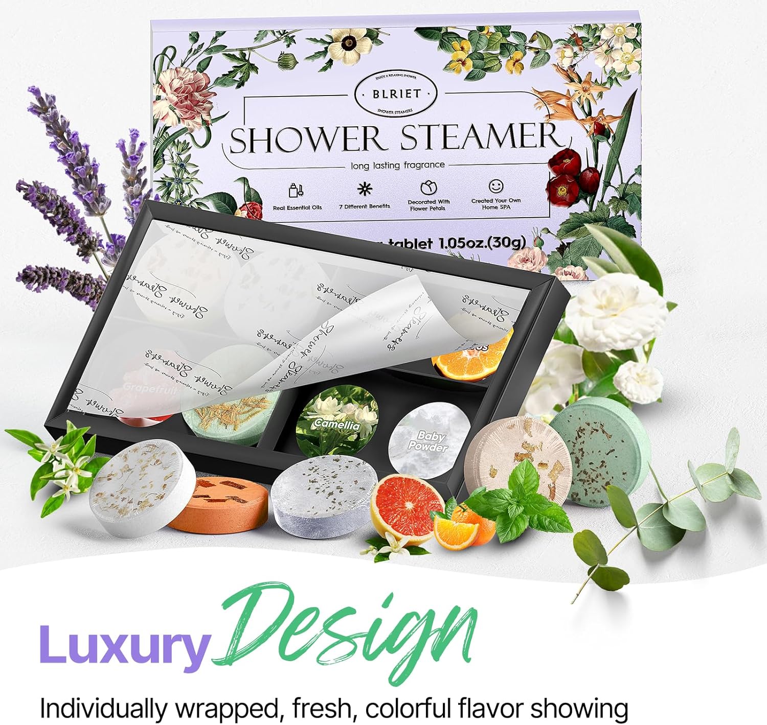 Shower Steamers Aromatherapy Blriet 8 Pack Gifts for Women and Teen Girls Self Care Spa Relaxation Essentials