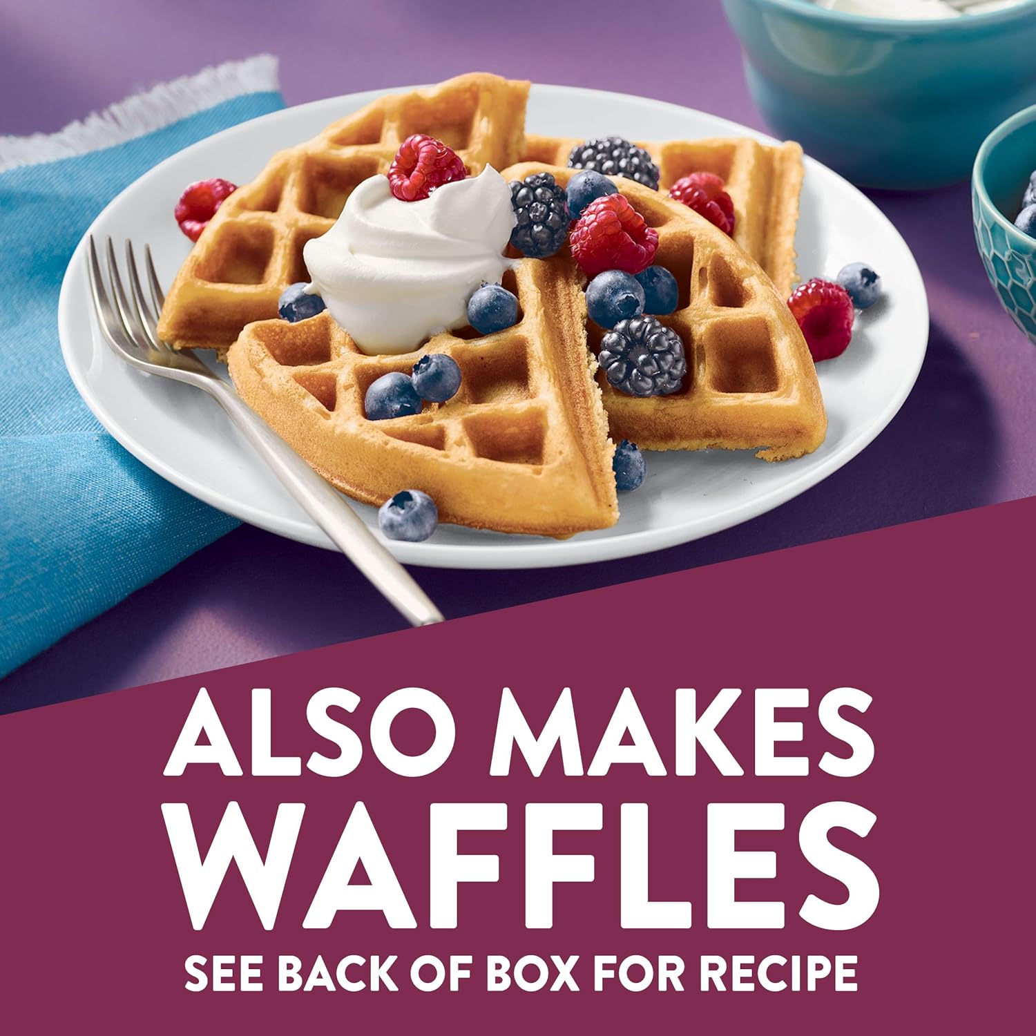 krusteaz sweet cream pancake and waffle mix, 26 oz boxes, light and fluffy, 8-count