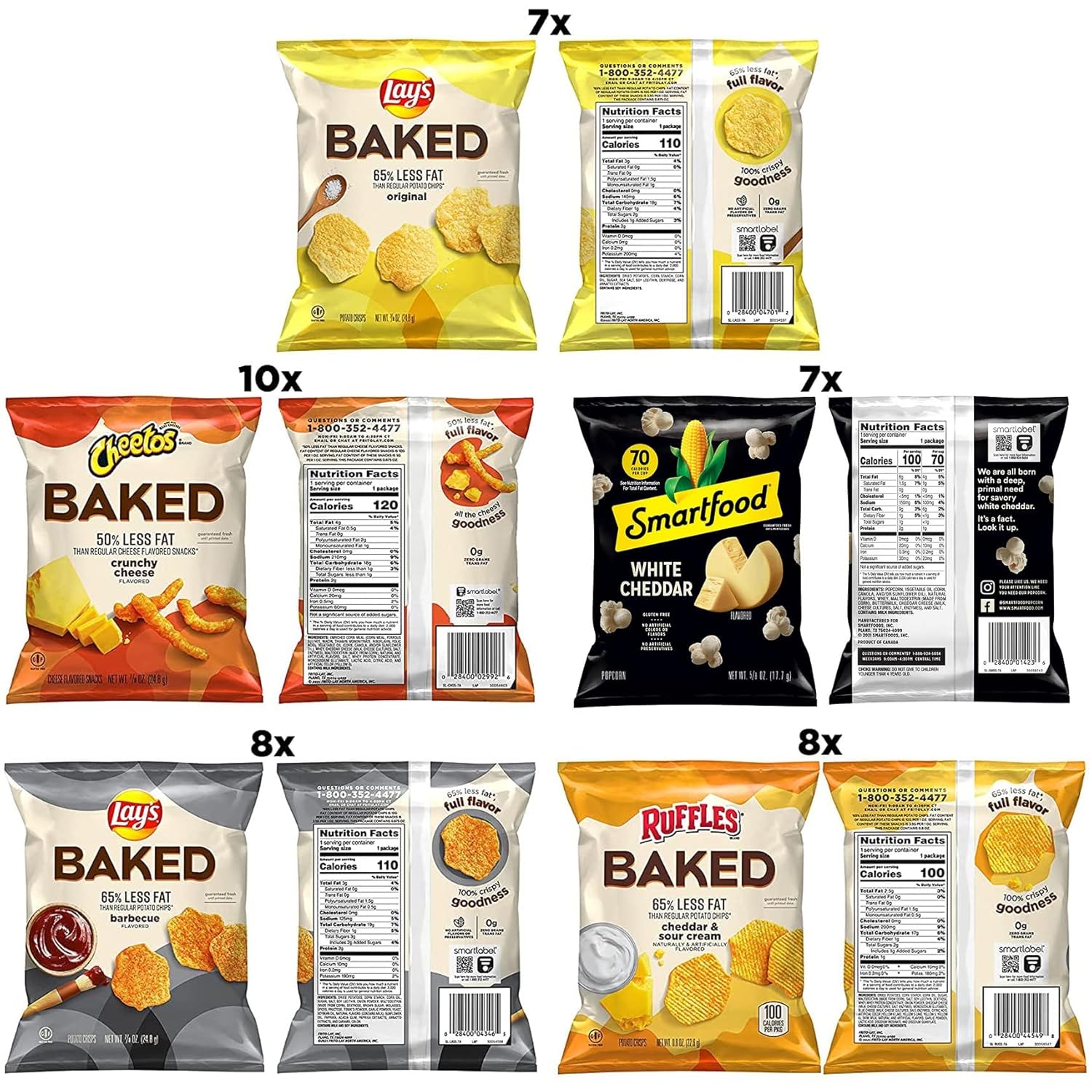 frito-lay baked & popped mix variety pack, 40 single-serve bags, gluten-free snacks
