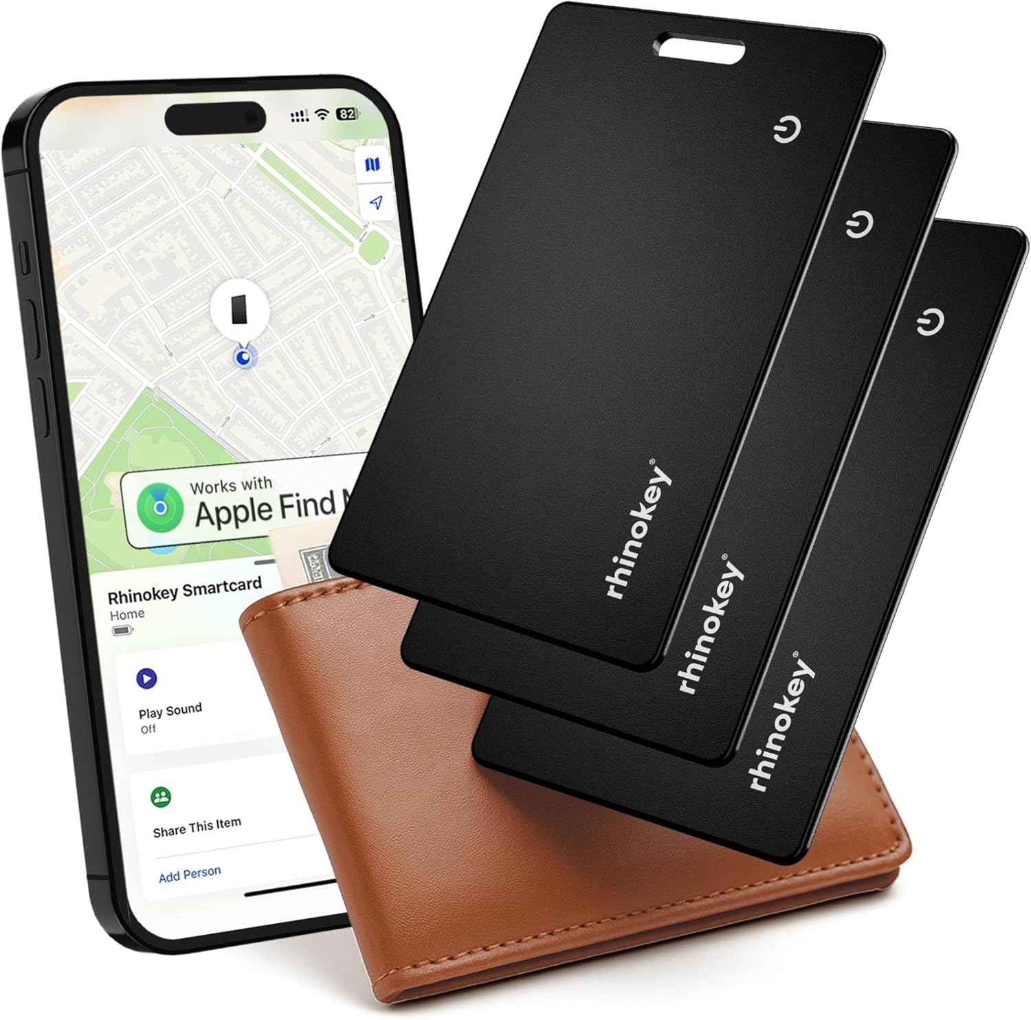 Wallet Tracker Card Works with Apple Find My (iOS Only) Slim 0.07in Rechargeable IP68 Waterproof Tracker Item Finder AirTag Card with Keychain Hole Mens Valentines Gifts