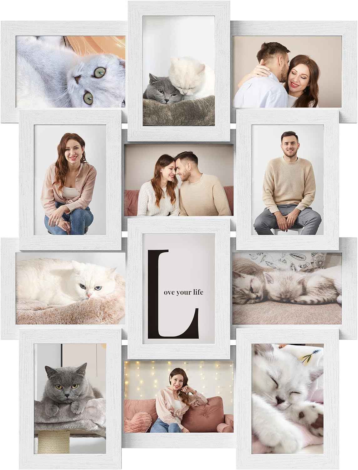 SONGMICS Collage Picture Frames, 4x6 for Wall Decor Set of 12, Multi Family Photo for Gallery Decor, Hanging Display, Assembly Required, Christmas Gift, Ink Black URPF26BK