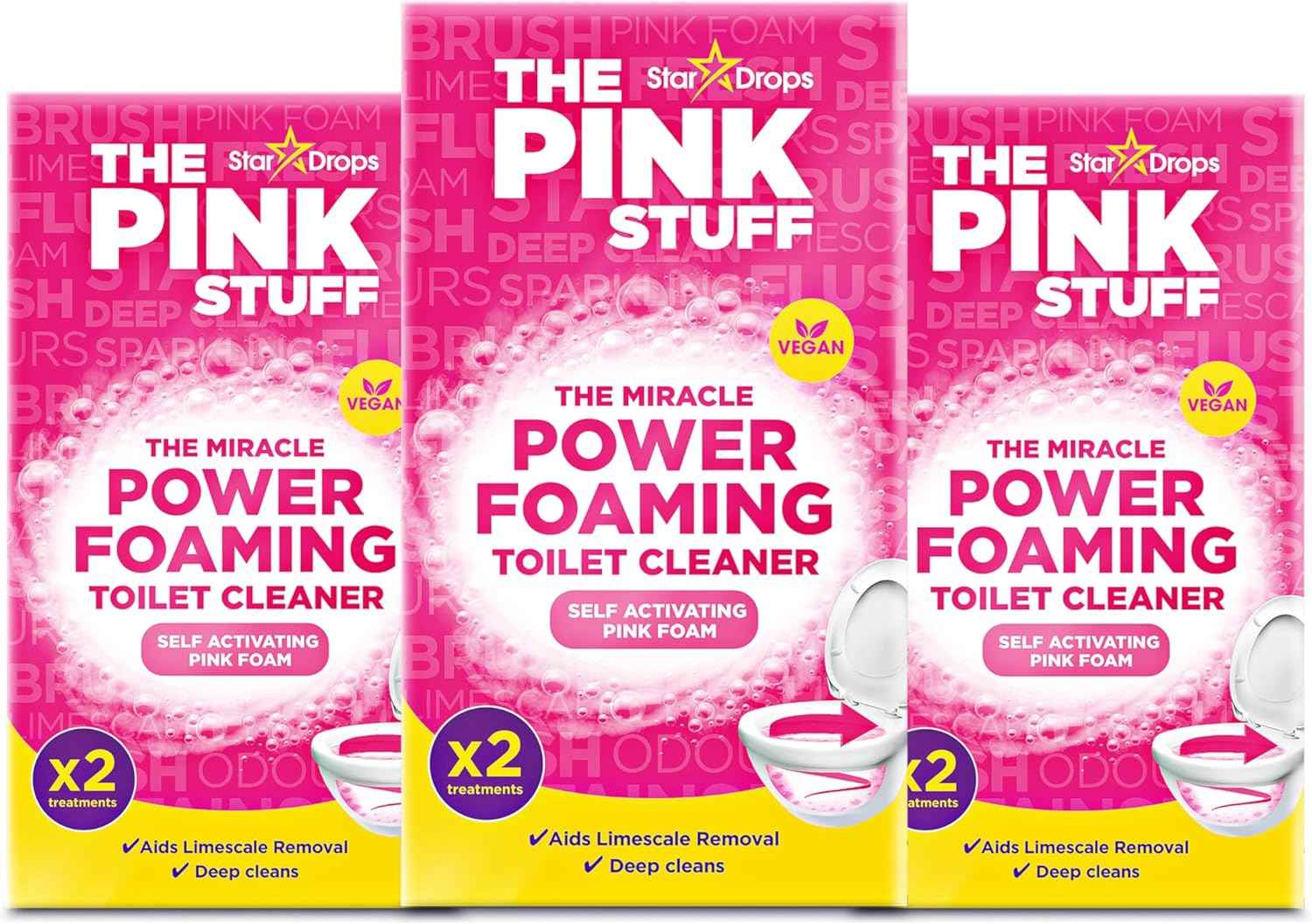 Stardrops - The Pink Stuff - The Miracle Power Foaming Toilet Cleaner - 2 Treatments - Self Activating Pink Foam Pack of 1 (7 Ounce)