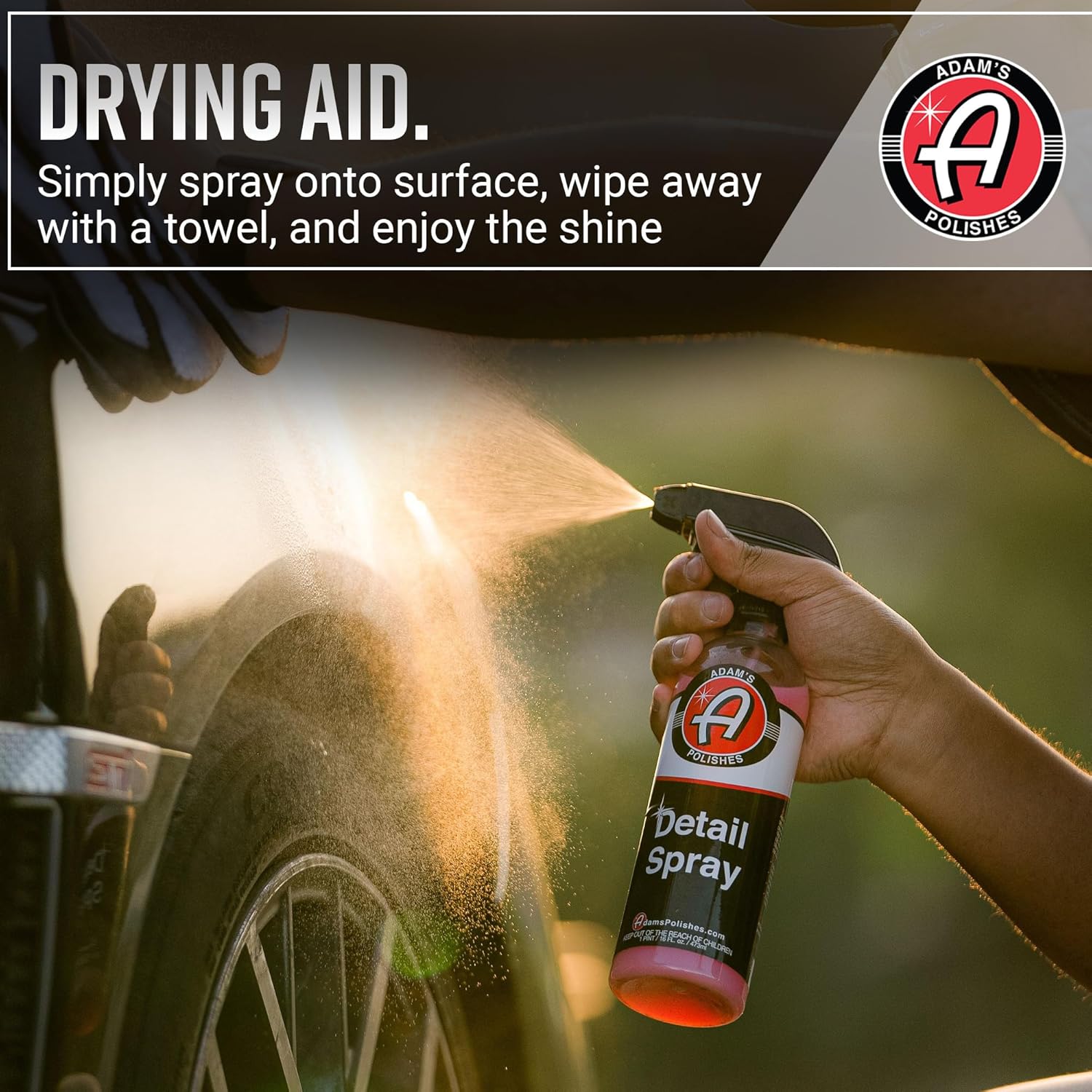 Adam's 16 fl. oz Detail Spray - Quick Waterless Car Detailer, Polisher, Clay Bar, & Car Wax Booster