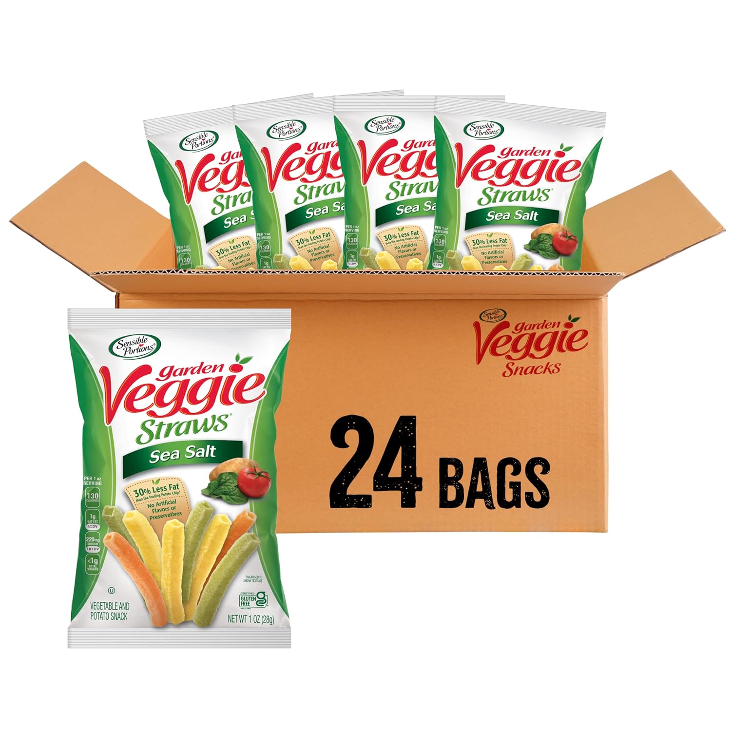 Sensible Portions garden veggie snacks - 24-pack, gluten-free, snack size sea salt, 1 oz each