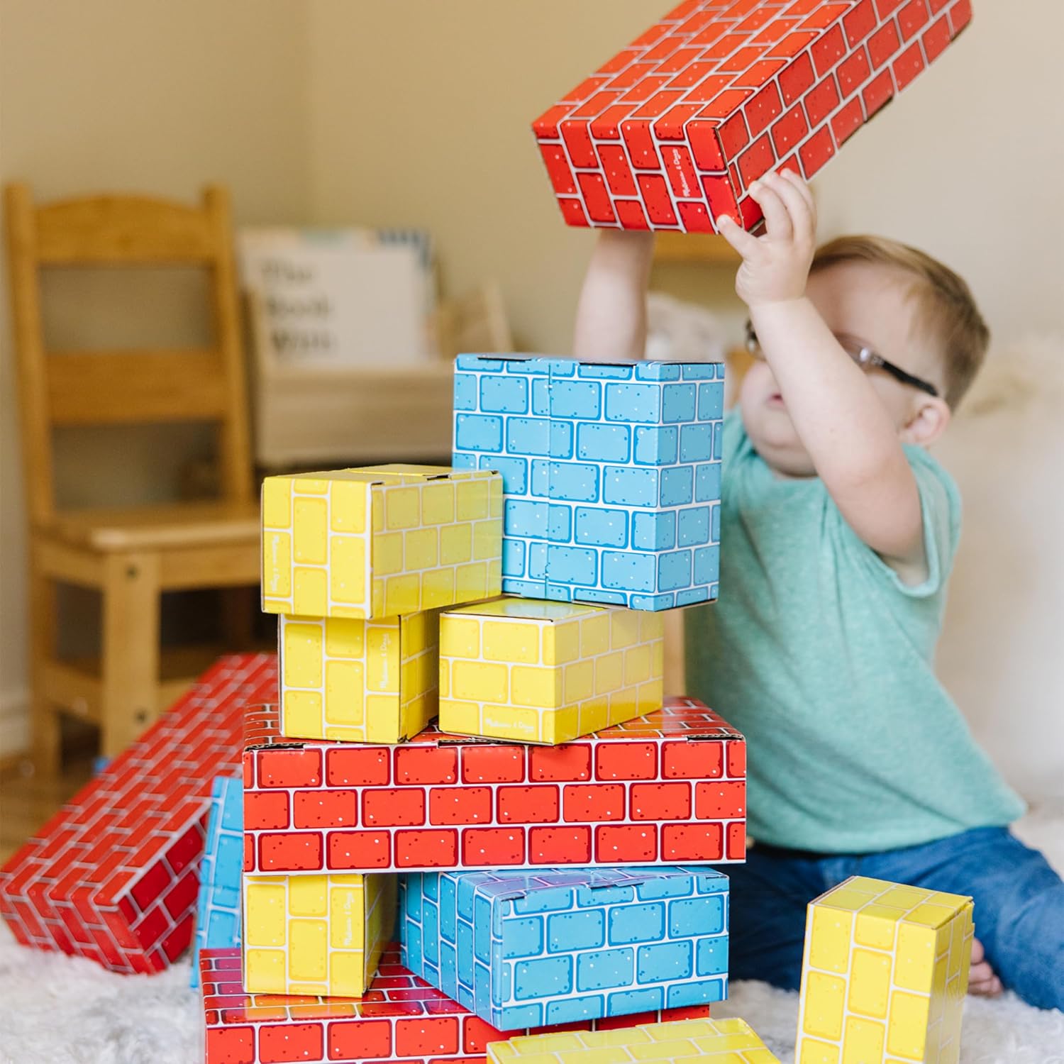 Melissa & Doug Jumbo Cardboard Blocks Building Set (40 pc) - Lightweight Building Toys and Montessori Toys for Toddlers and Preschool Learning Activities
