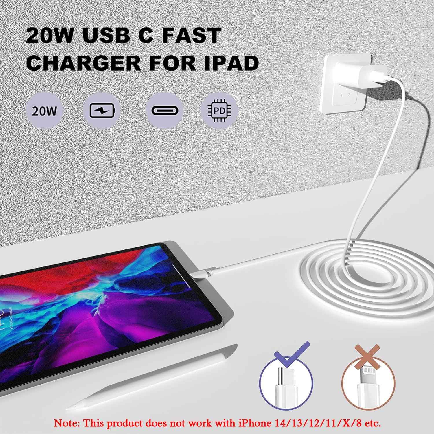 iPhone 17 16 15 Charger Fast Charging,2Pack 20W Apple iPad USB C Wall Chrager Block with 6FT USB C to C Cable for iPhone 17/Pro/Pro Max/17 Air/ 16/16 Pro/16 Pro Max/15/Plus/Pro/Pro Max (White)