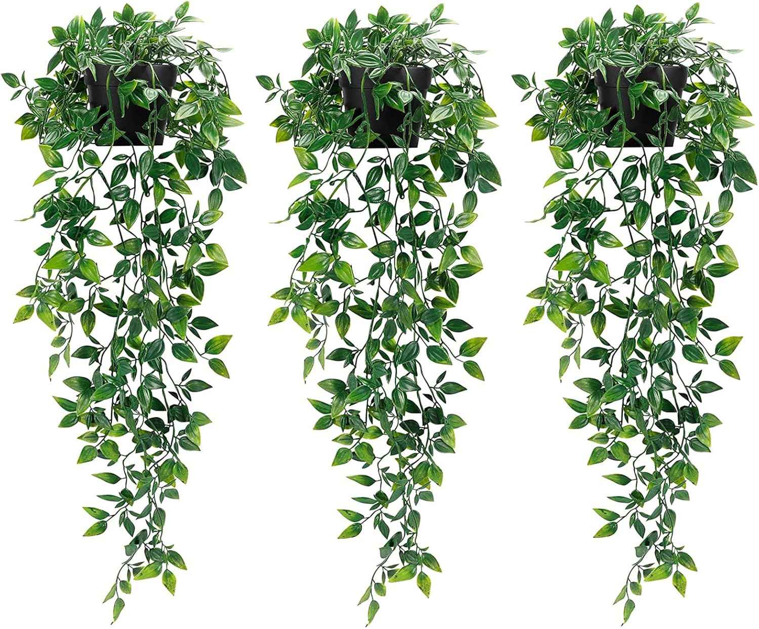 Whonline Fake Hanging Plants, Artificial Small Potted Plants for Indoor Outdoor Aesthetic Office Living Room Shelf Decor (1 Pack)