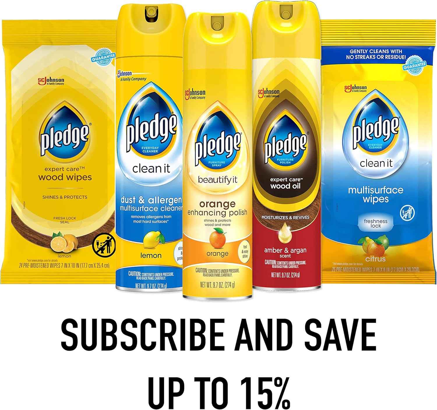 Pledge Expert Care Enhancing Wood Wipes, Lemon Scent, 24 Count