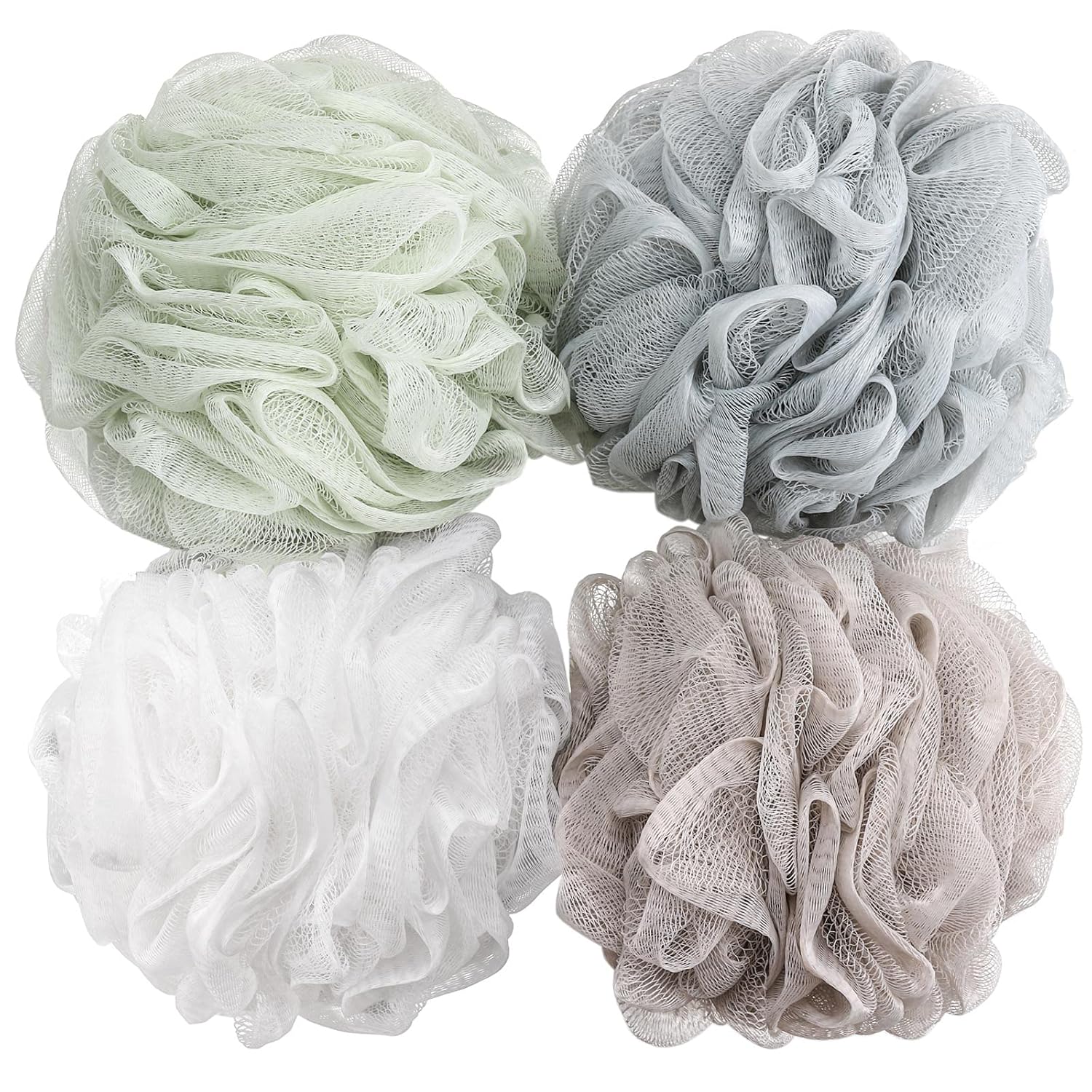 BTYMS bath sponge shower loofahs 60g mesh pouf bath scrunchies body wash puff pack of 4 assorted colors