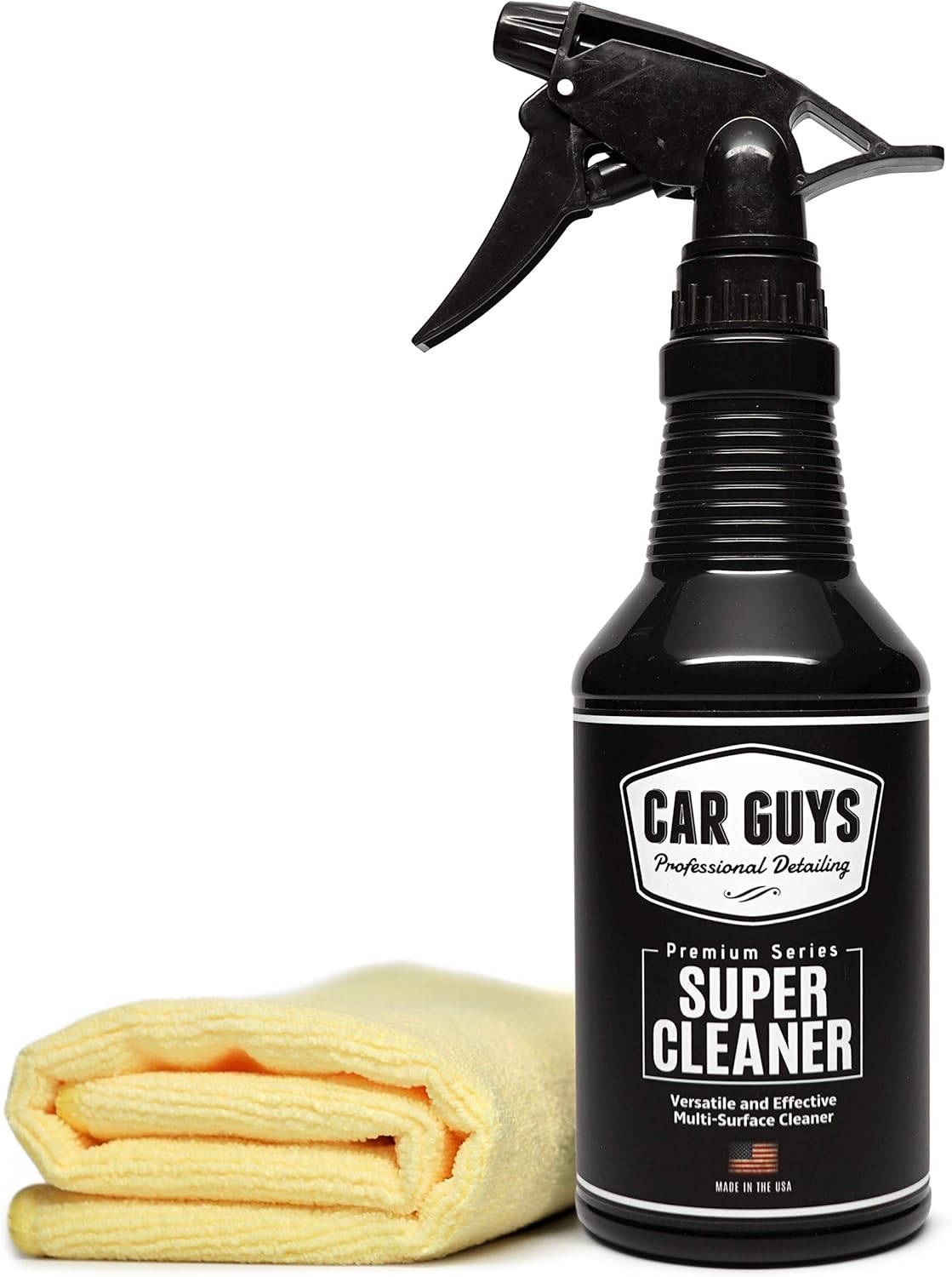 car guys super cleaner, 18 oz kit with microfiber towel, effective car interior stain remover