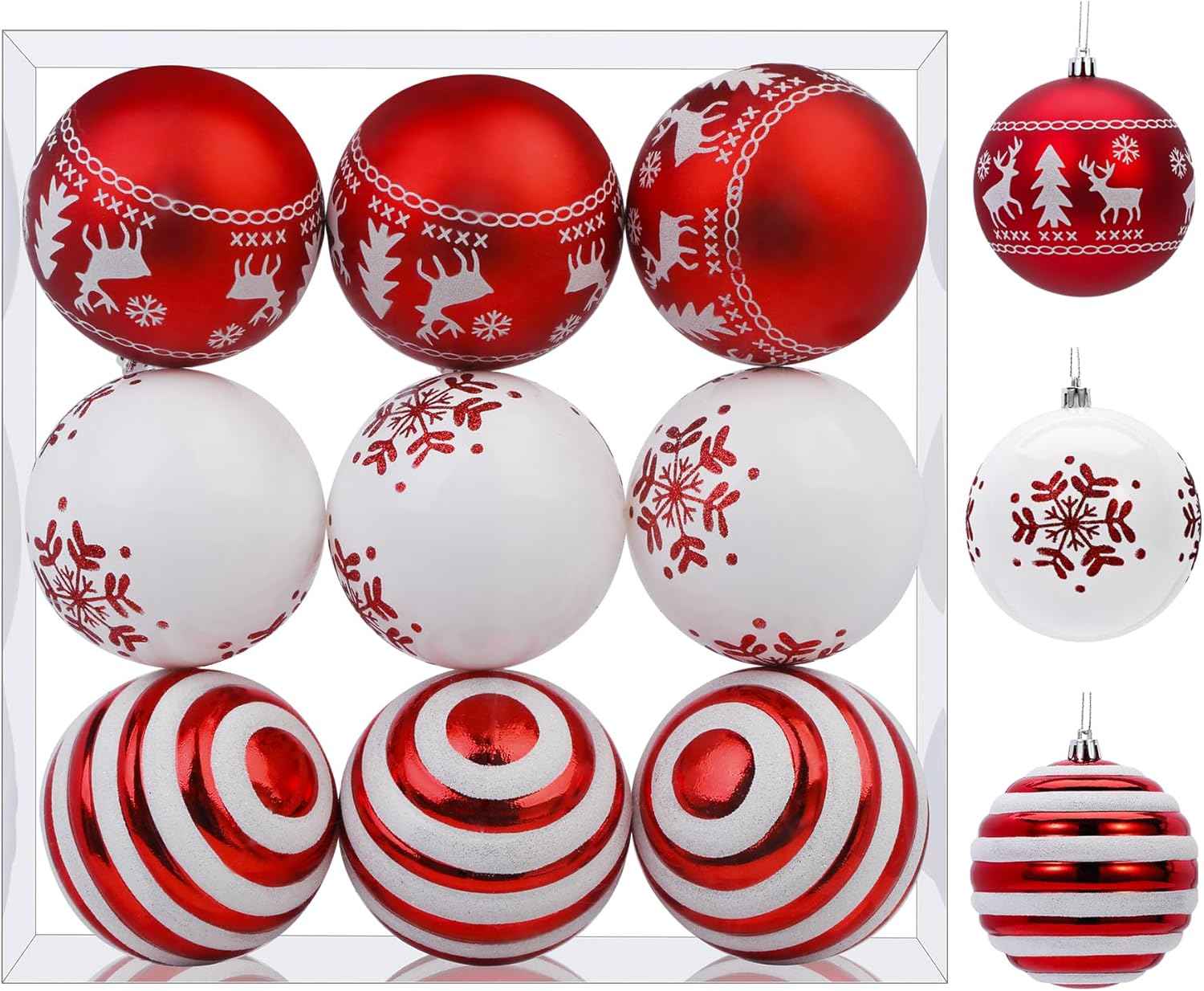 SHareconn 30ct 2.36 Inch Christmas Tree Balls Ornaments, Colored Shatterproof Plastic Decorative Baubles Decorations for Xmas Tree Decor Holiday Party Wedding Decoration (Red & Gold, 60mm)