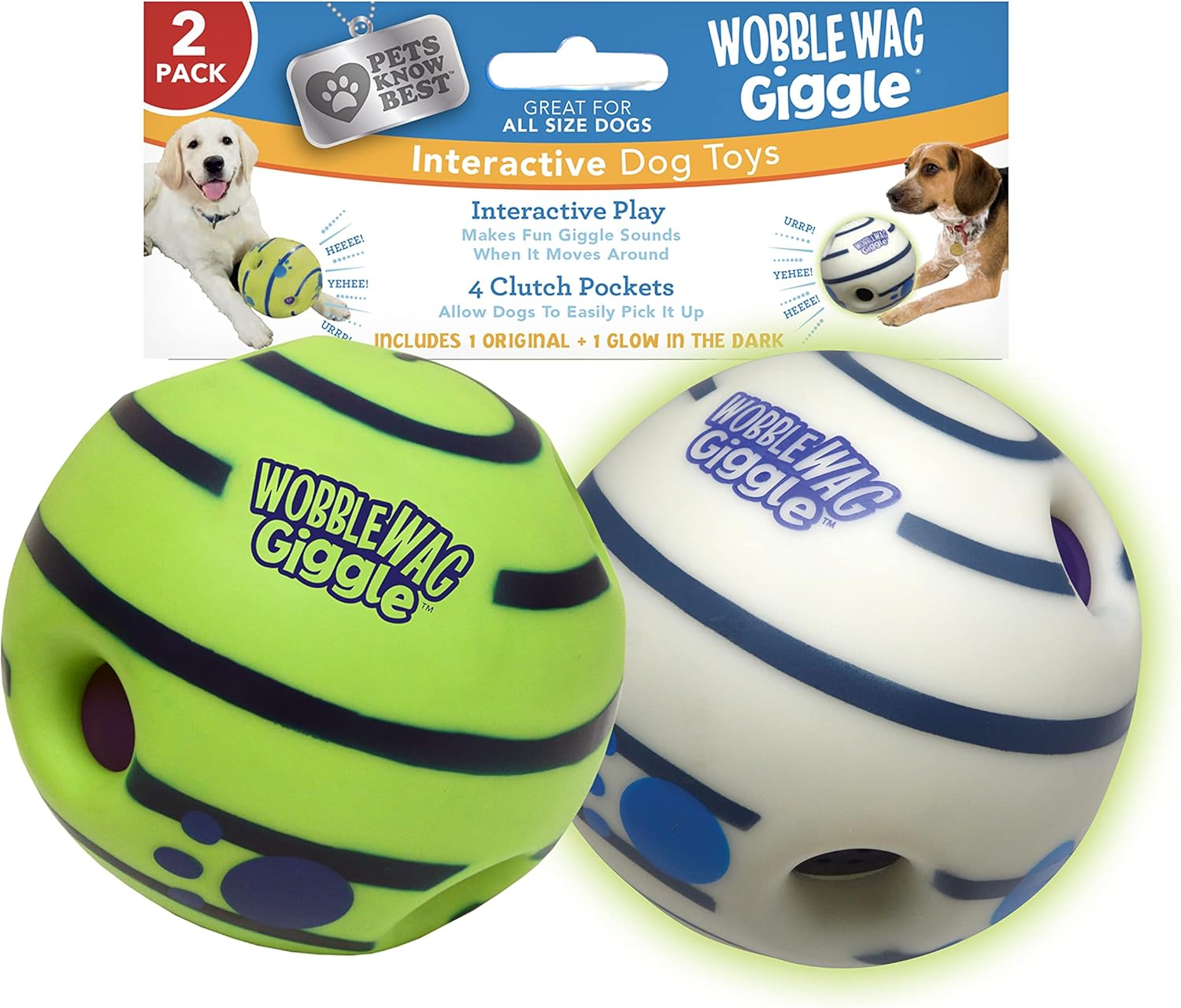 Wobble Wag Giggle Ball | Rolling Enrichment Toy for Fun Playtime, Interactive Play for Indoor or Outdoor, Keeps Dogs & Puppies Large, Medium or Small Busy & Moving, As Seen on TV | Pack of 1