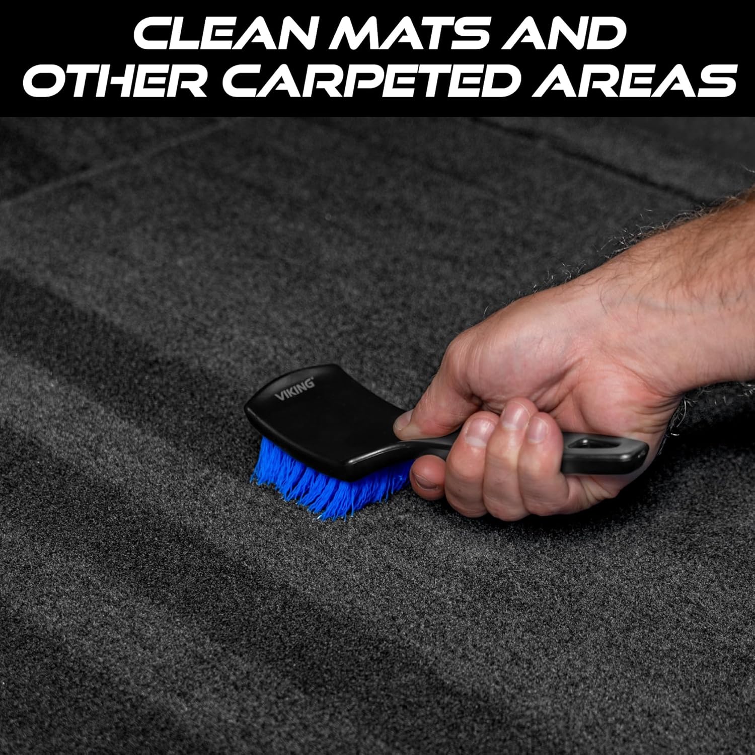 Viking carpet cleaning and scrub brush for floor mats car interior home cleaning black and blue 8.3 x 2.5 inch