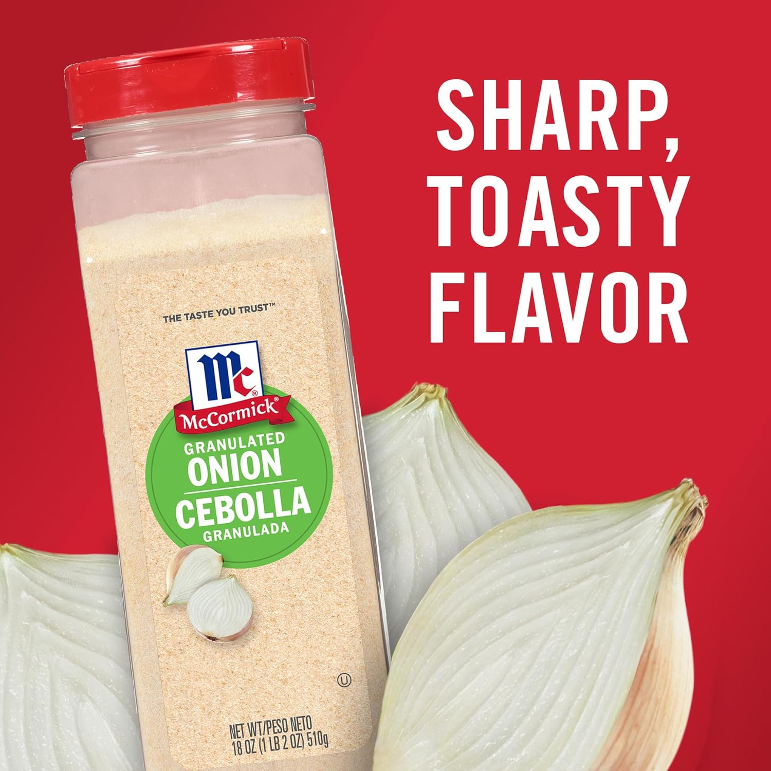 McCormick Granulated Onion - 18 oz - Savory Pure Onion Flavor for Cooking - Convenient Onion Substitute