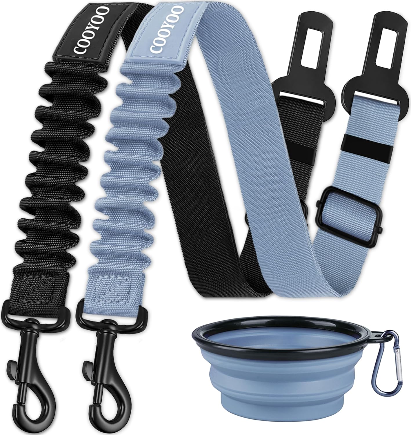 cooyoo dog seat belt 3 piece set adjustable nylon pet safety harness heavy duty elastic