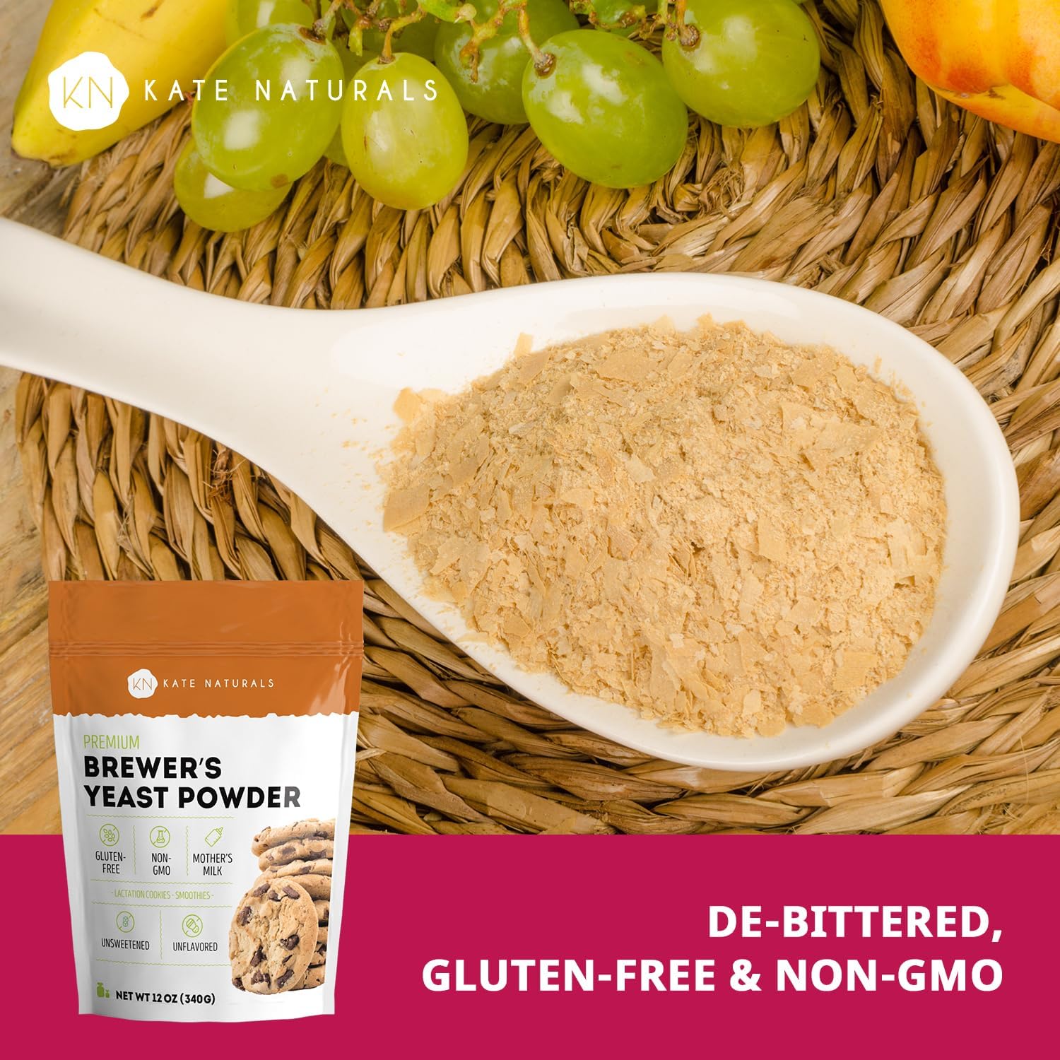 kates naturals brewers yeast powder 12oz lactation support nursing moms gluten free non gmo