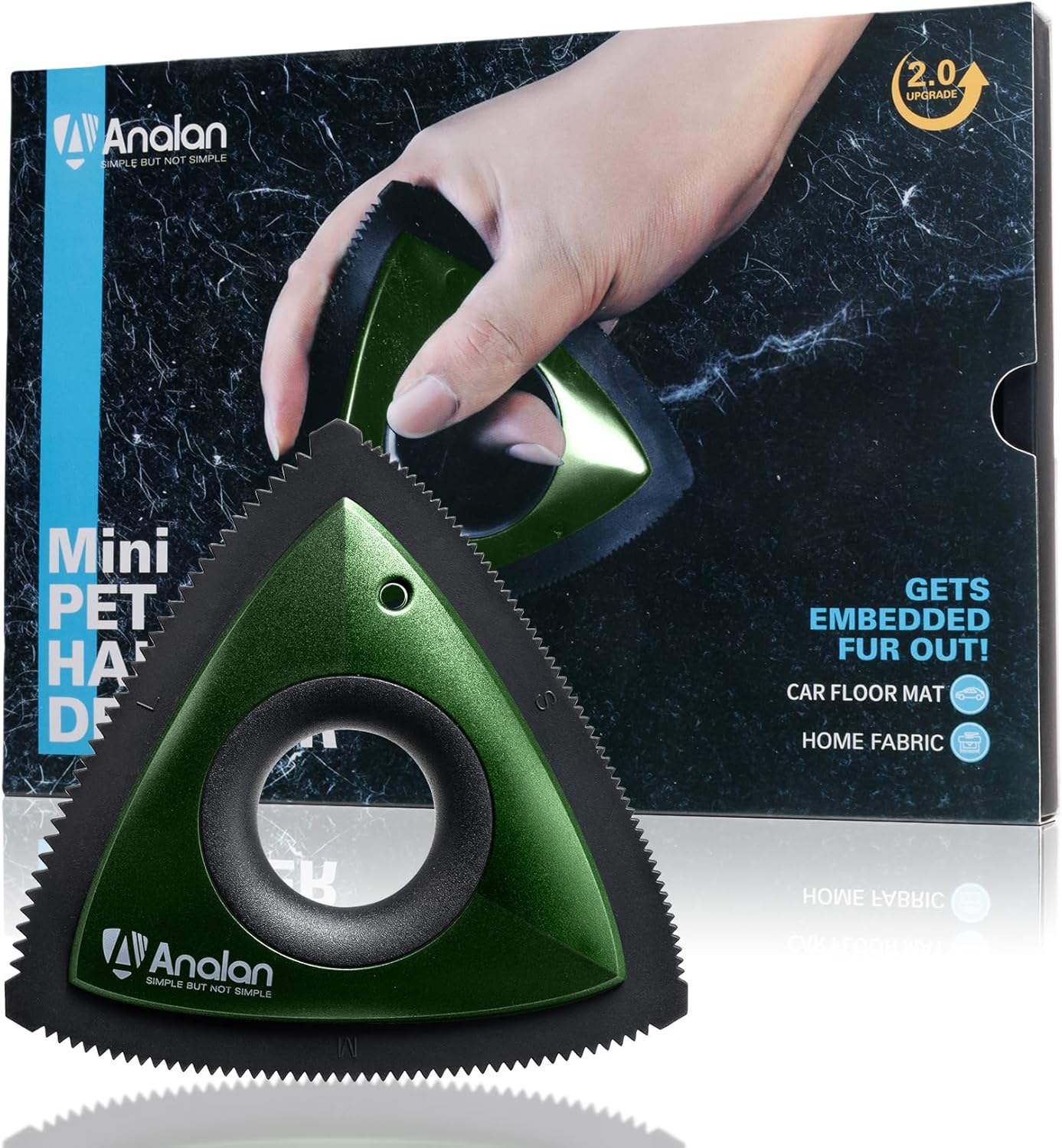 Analanan Mini Pet Hair Remover for Car Detailing Supplies, Carpet Dog Hair Remover, Jet Black