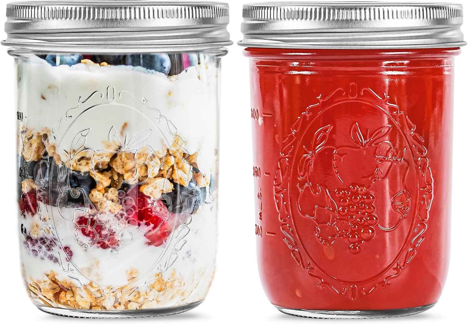 Miuyhji Wide Mouth Mason Jars 16 oz with Lids [6 Pack], Canning Jars with Metal Airtight Lids and Bands, 16 oz Glass Jars for Fermenting, Pickling, Freezing, Preserving, Meal Prep, Jar Décor