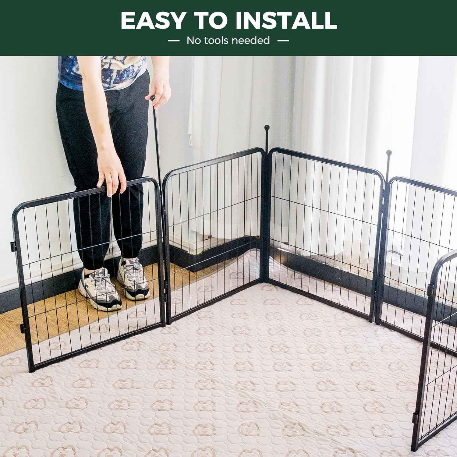 FXW Rollick Unleashed Dog Playpen for Indoor, Yard, RV Camping, 24 inch 8 Panels for Small and Puppy Dogs, Black│Patented