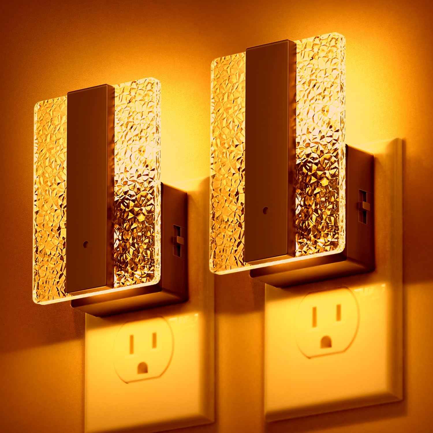 DORESshop LED Night Lights Plug into Wall [2 Packs], Decorative Night Light with Dusk-to-Dawn Sensor, RGB Color-Changing Nightlights with Slide Button, Nightlights for Kids, Bathroom, Hallway, Bedroom