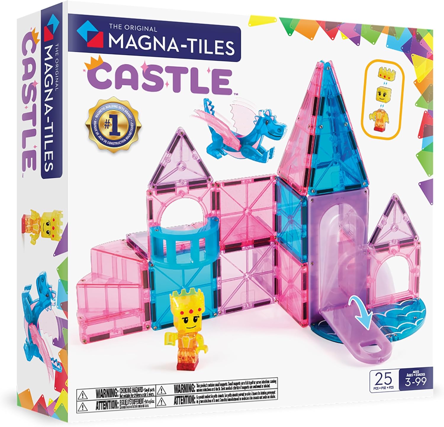 MAGNA-TILES Castle 25-Piece Magnetic Construction Set, The Original Magnetic Building Brand