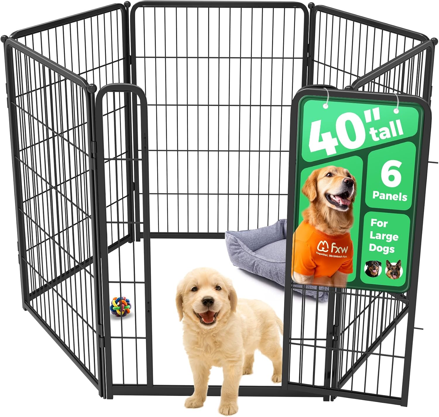 fxw homeplus unleashed 24 inch 6 panels dog pen black patented