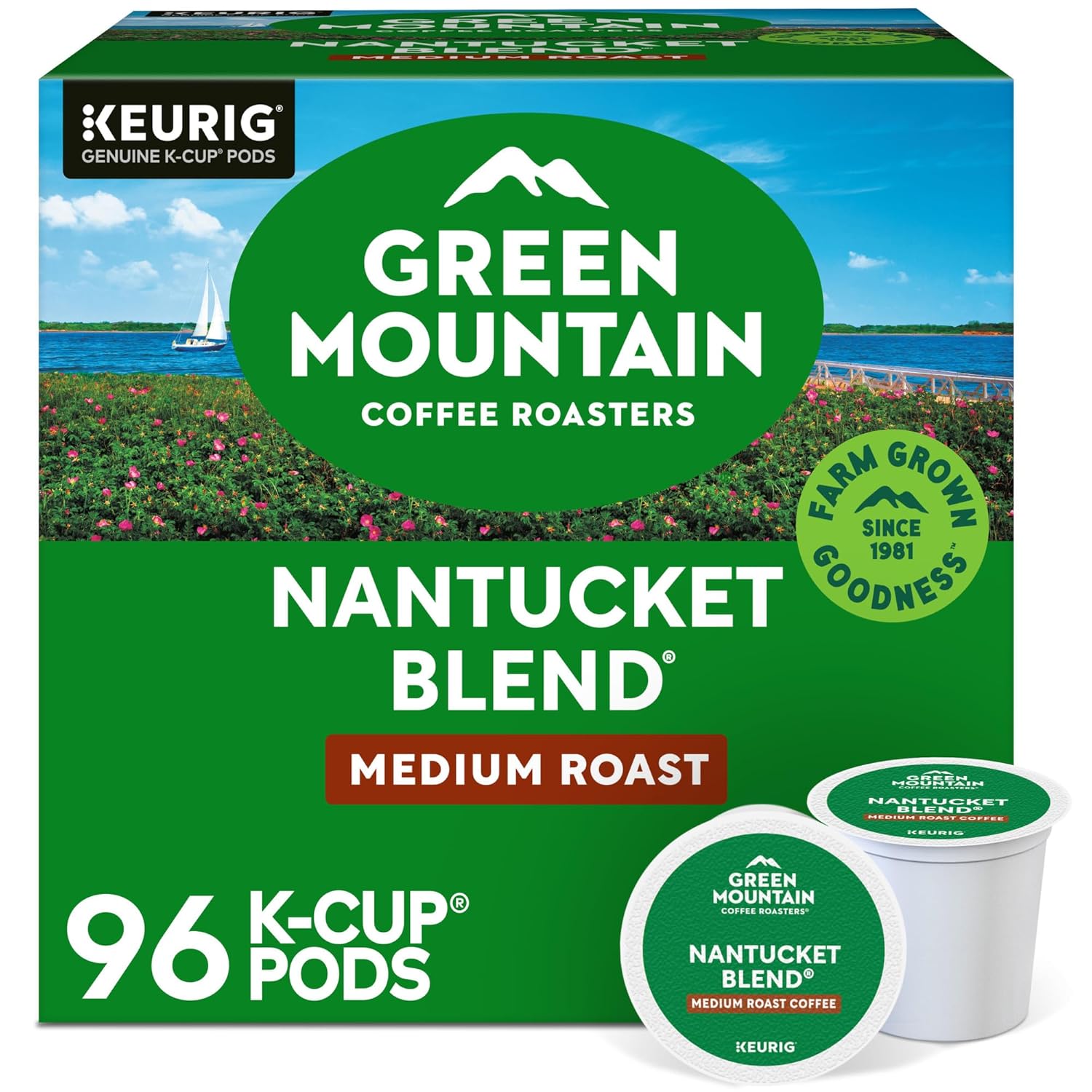 Green Mountain Coffee Nantucket Blend Medium Roast Keurig Single-Serve K-Cup Pods 96 Count