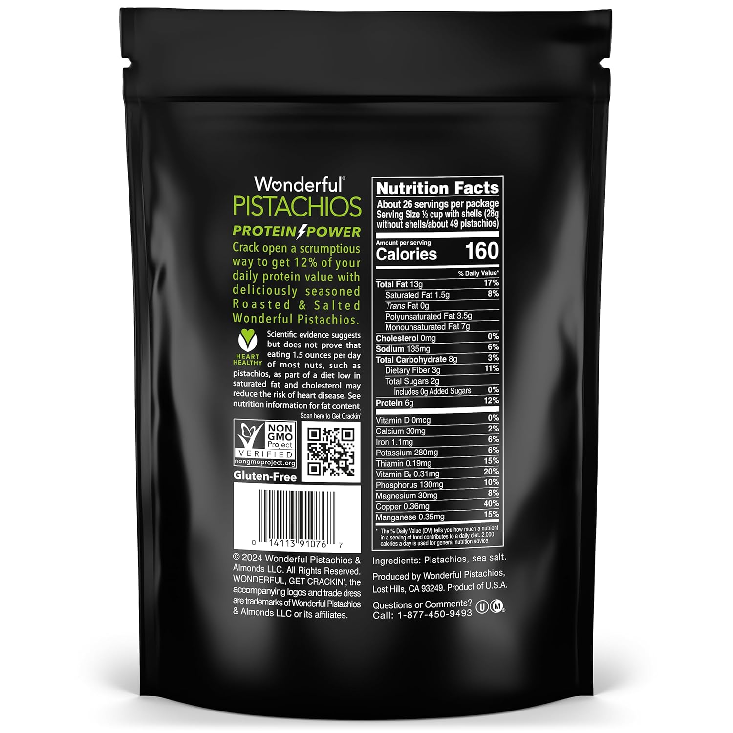 wonderful pistachios in shell roasted salted nuts 48 ounce resealable bag gluten free protein snacks