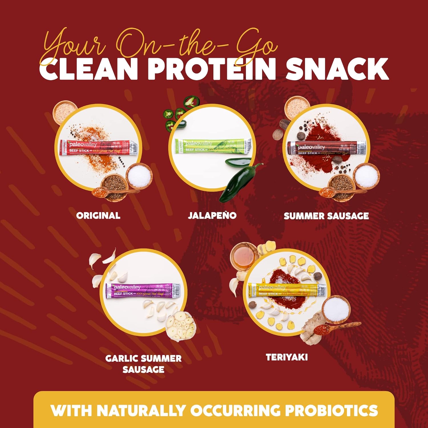 paleovalley 100% grass fed original beef sticks - delicious gluten free snack - keto friendly paleo protein
