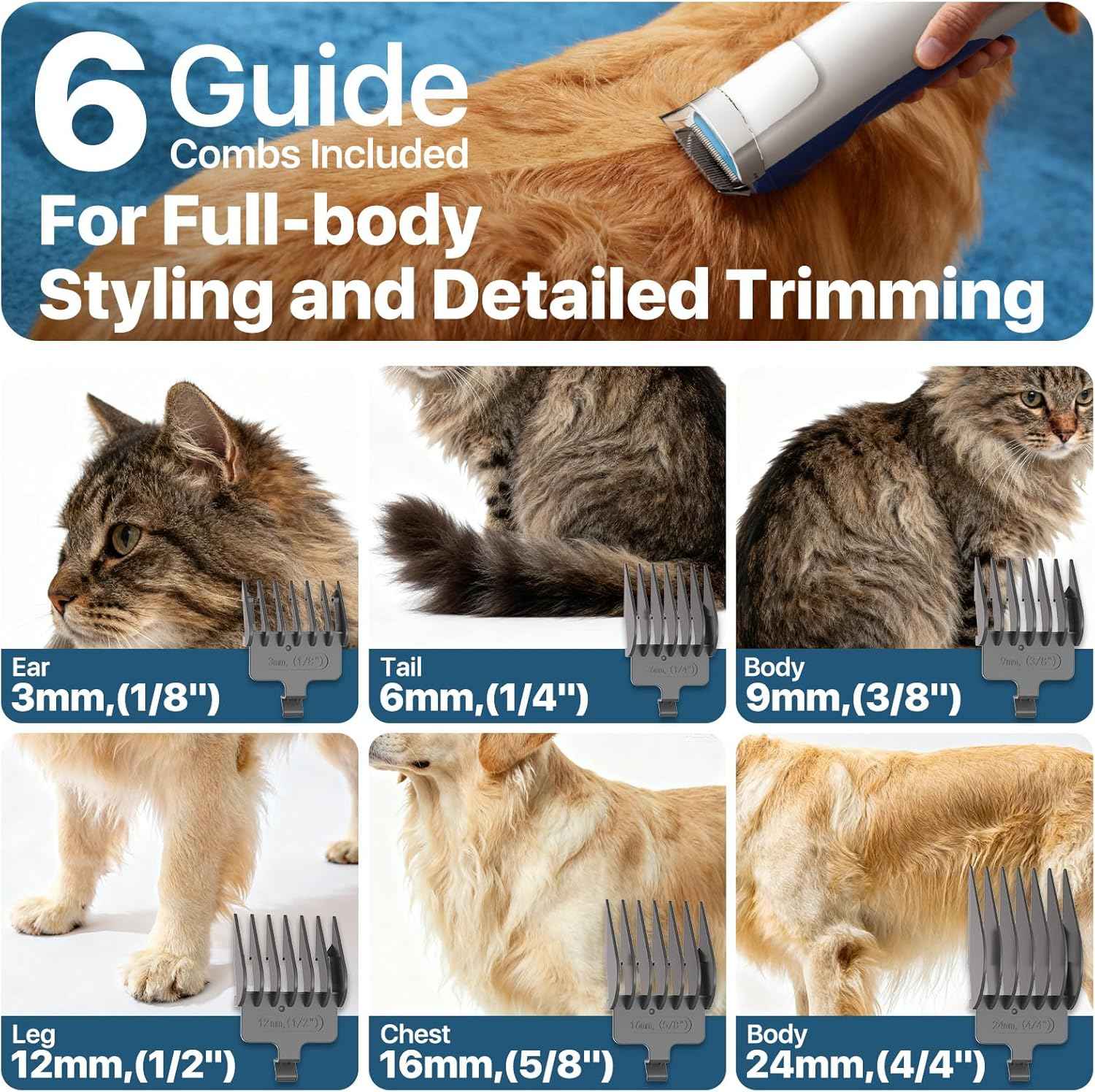 Dog Grooming Kit with Vacuum, 15000Pa Pet Hair Clipper and Shedding Brush, 50dB Low Noise, 2L Capacity, White