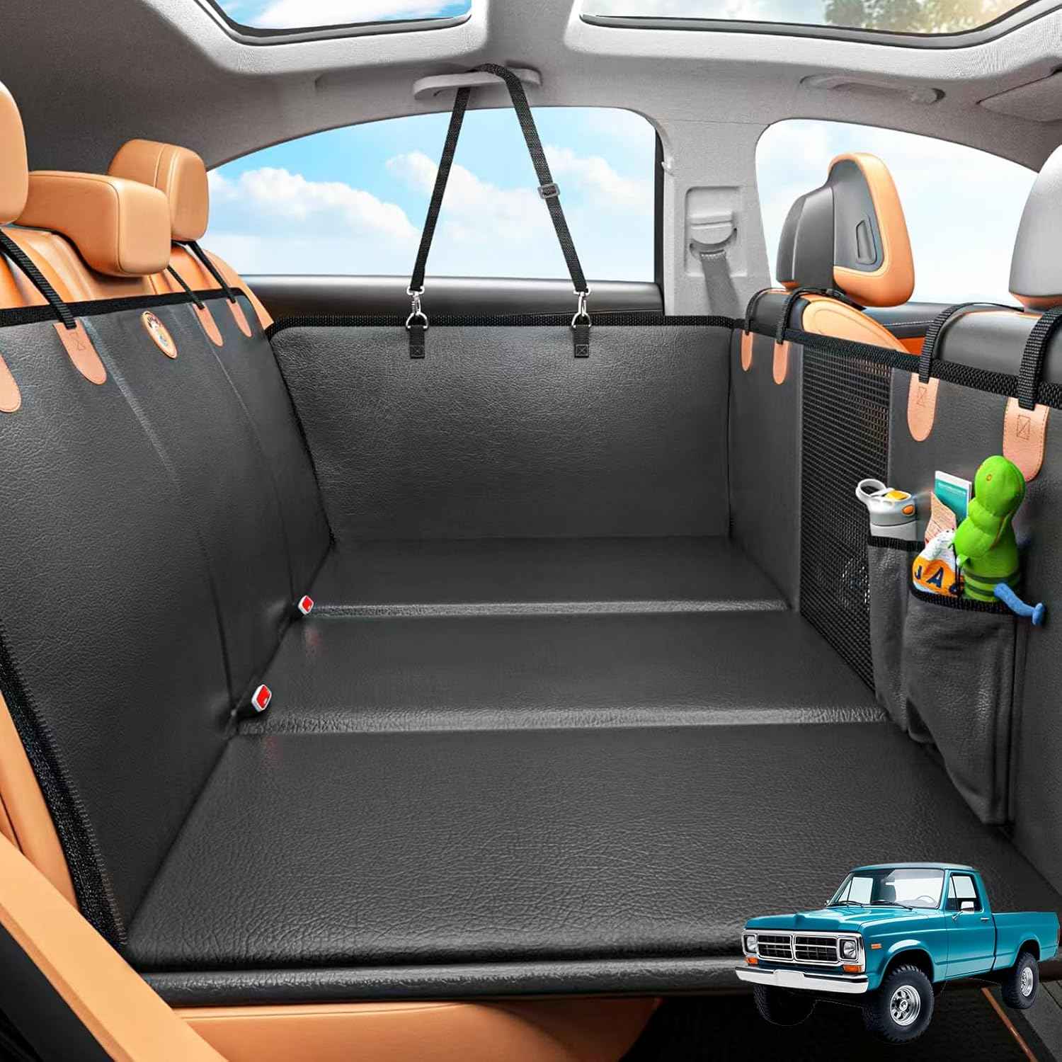 Back Seat Extender for Dogs, Waterproof Dog Car Seat Cover for Back Seat with Hard Bottom, 2026 Upgraded Material, Anti Scratch, Safer, Easy to Use and Clean, Holds 400lbs