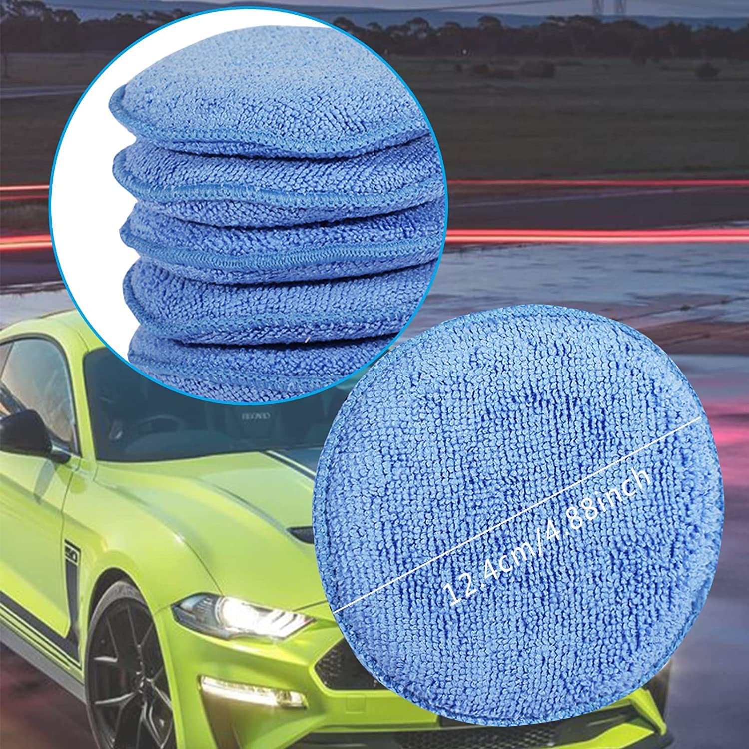 5-inch Microfiber Wax Applicator Pads for Car Waxing and Polishing, 6 Pack, Machine Washable