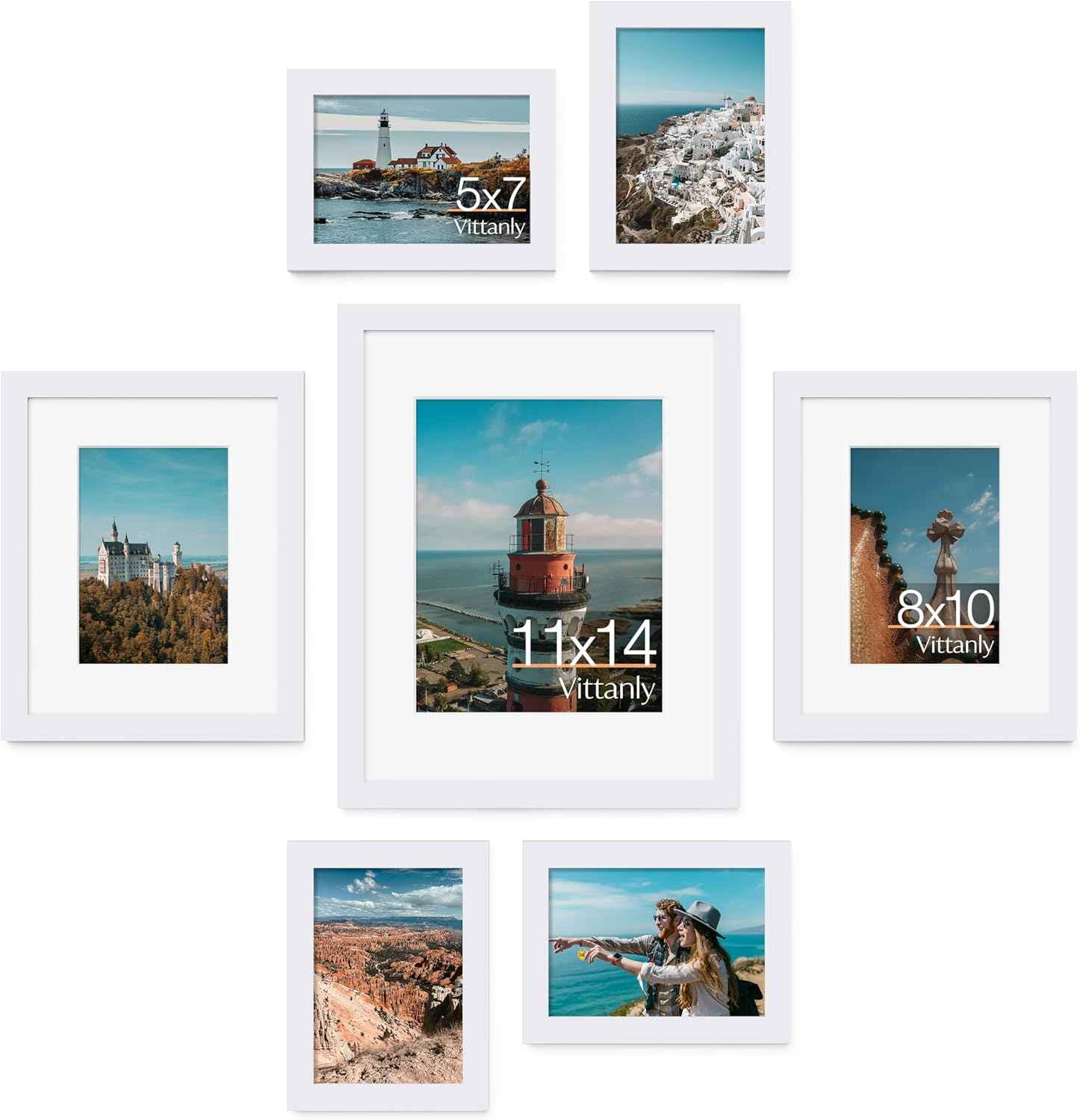 Vittanly 10 Pack Picture Frames Collage Wall Decor, Gallery Wall Frame Set for Wall or Tabletop Display, Engineered Wood and Shatter-resistant Plexiglass, Multi Sizes with 8x10, 5x7, 4x6 Frames, Black