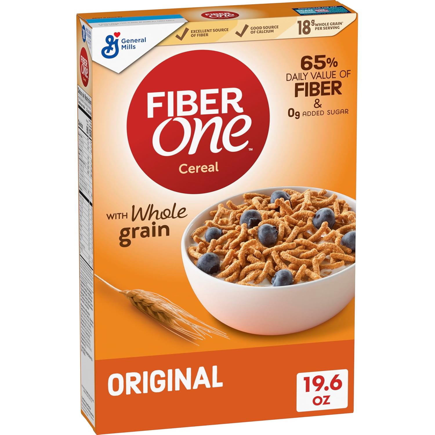 Fiber One Original Bran High Fiber Cereal, 19.6 oz, whole grain, high fiber breakfast or snack